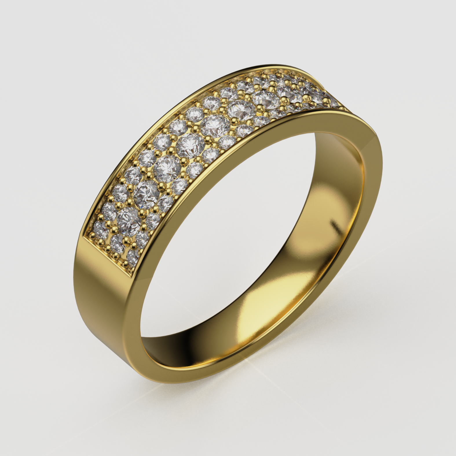 14K Gold Pavé Laboratory-Diamond Band (Wide Comfort Fit)