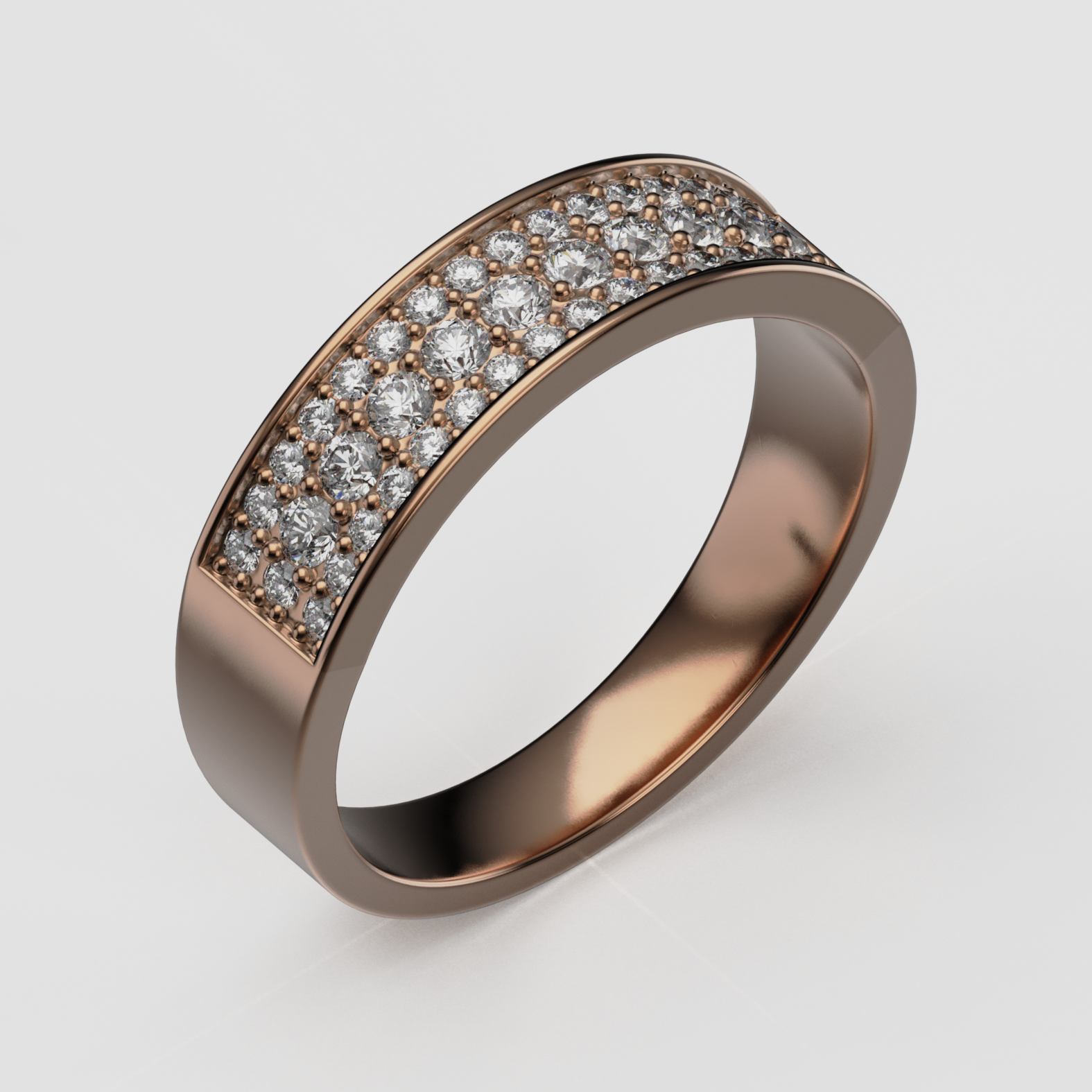 14K Gold Pavé Laboratory-Diamond Band (Wide Comfort Fit)
