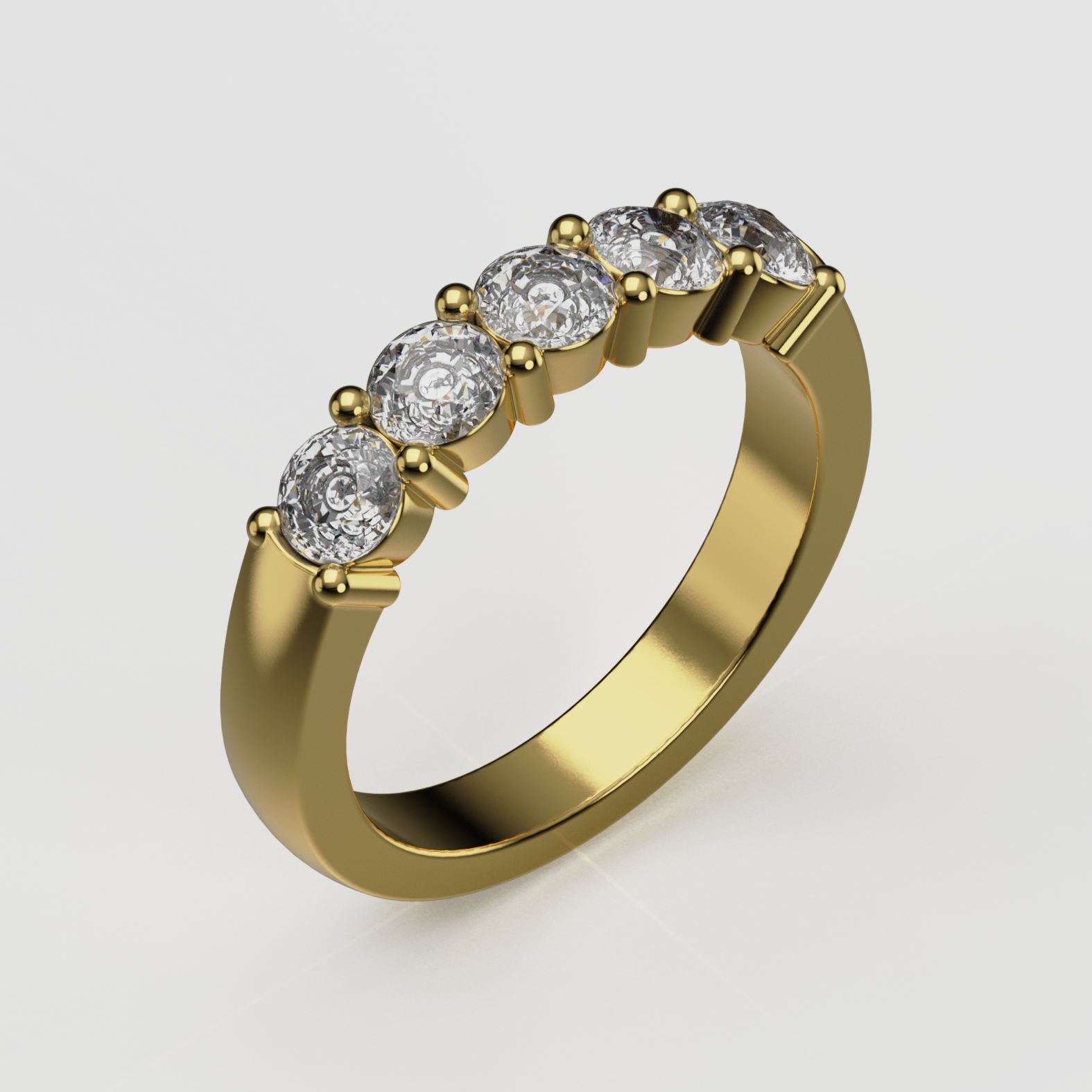 14K Gold Five-Stone Laboratory-Diamond Band (Prong-Set)