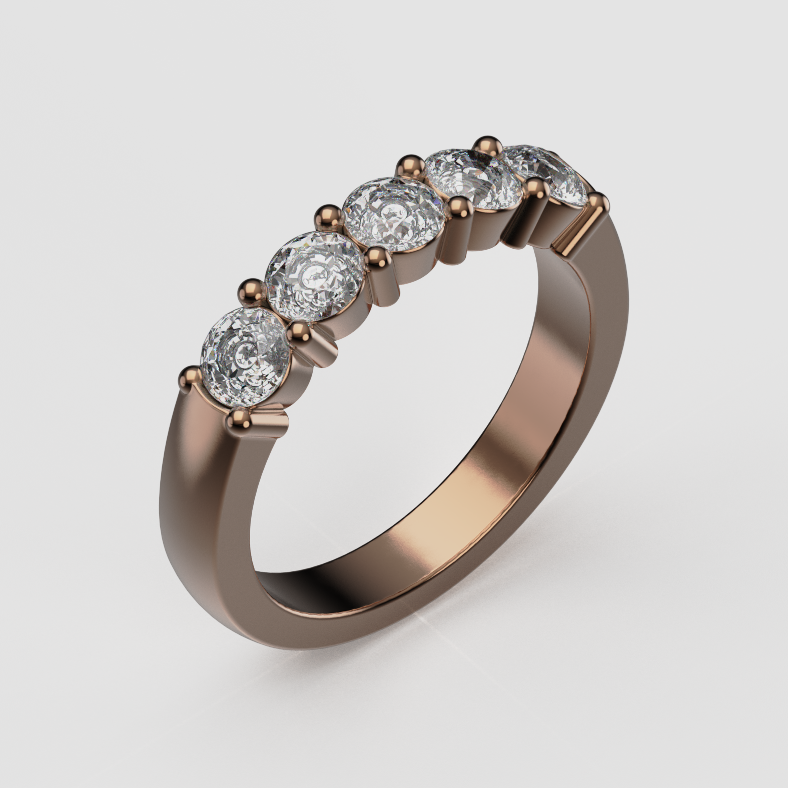 14K Gold Five-Stone Laboratory-Diamond Band (Prong-Set)