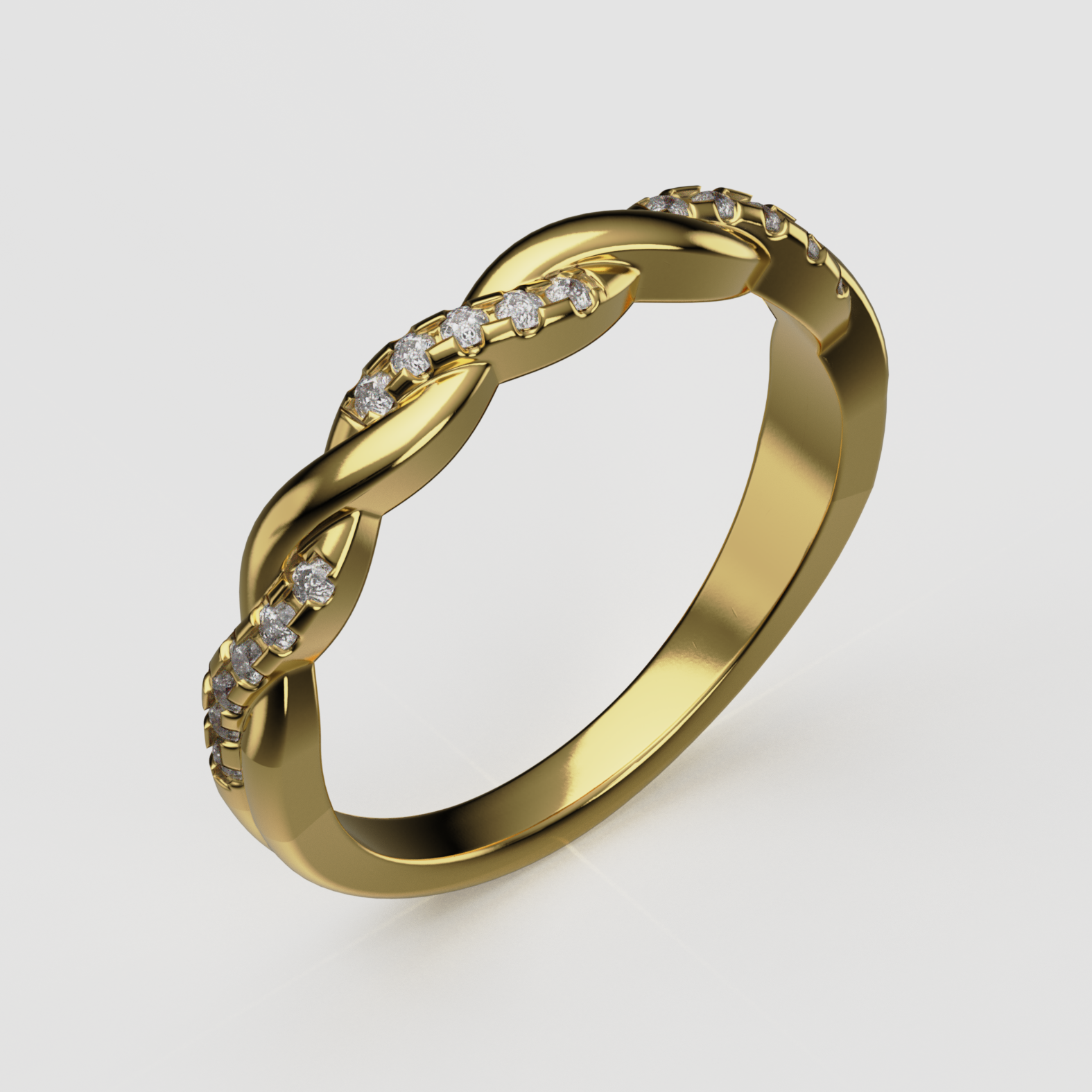 14K Gold Twisted Laboratory-Diamond Band