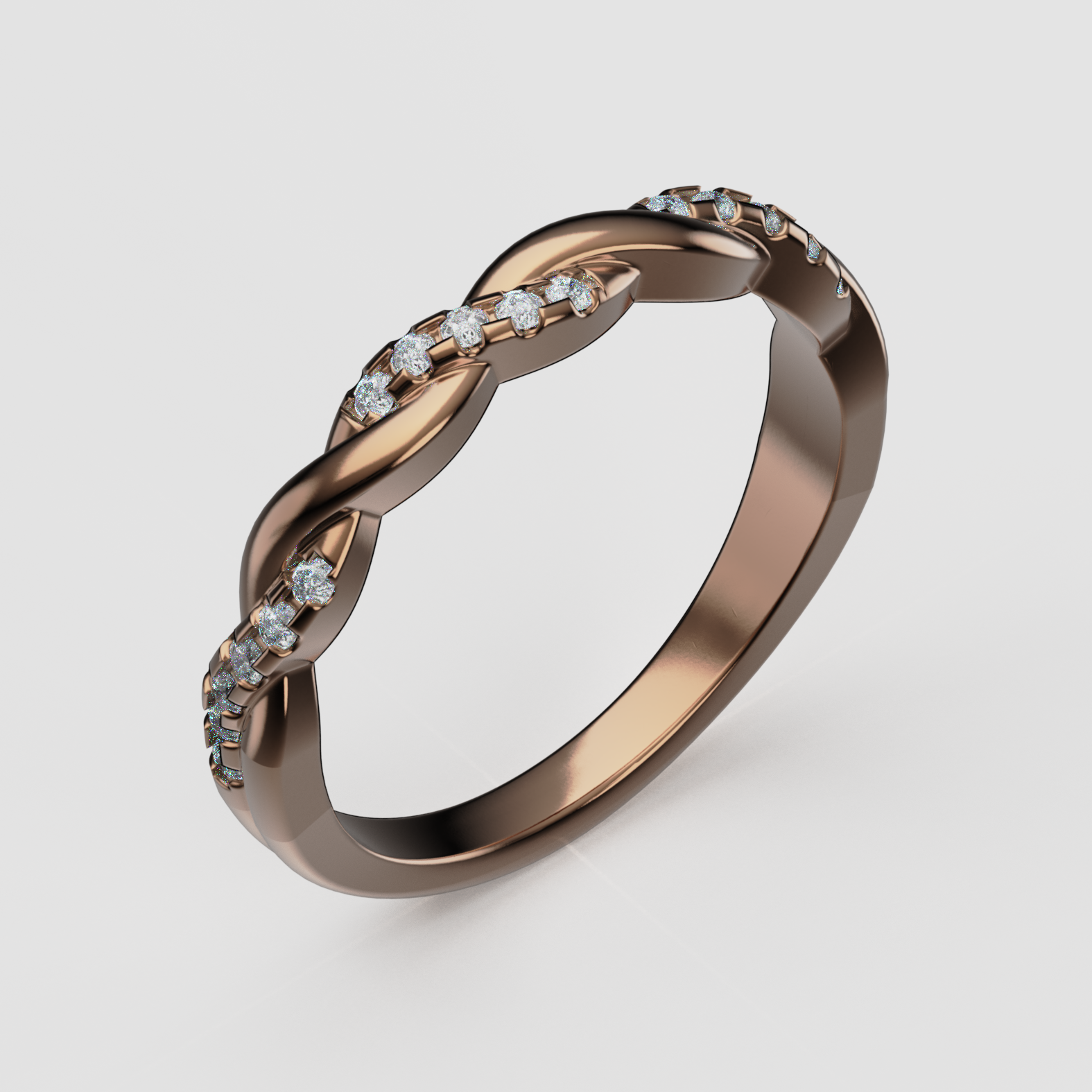 14K Gold Twisted Laboratory-Diamond Band