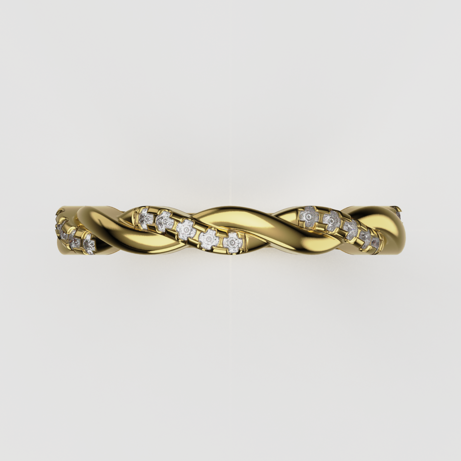 14K Gold Twisted Laboratory-Diamond Band