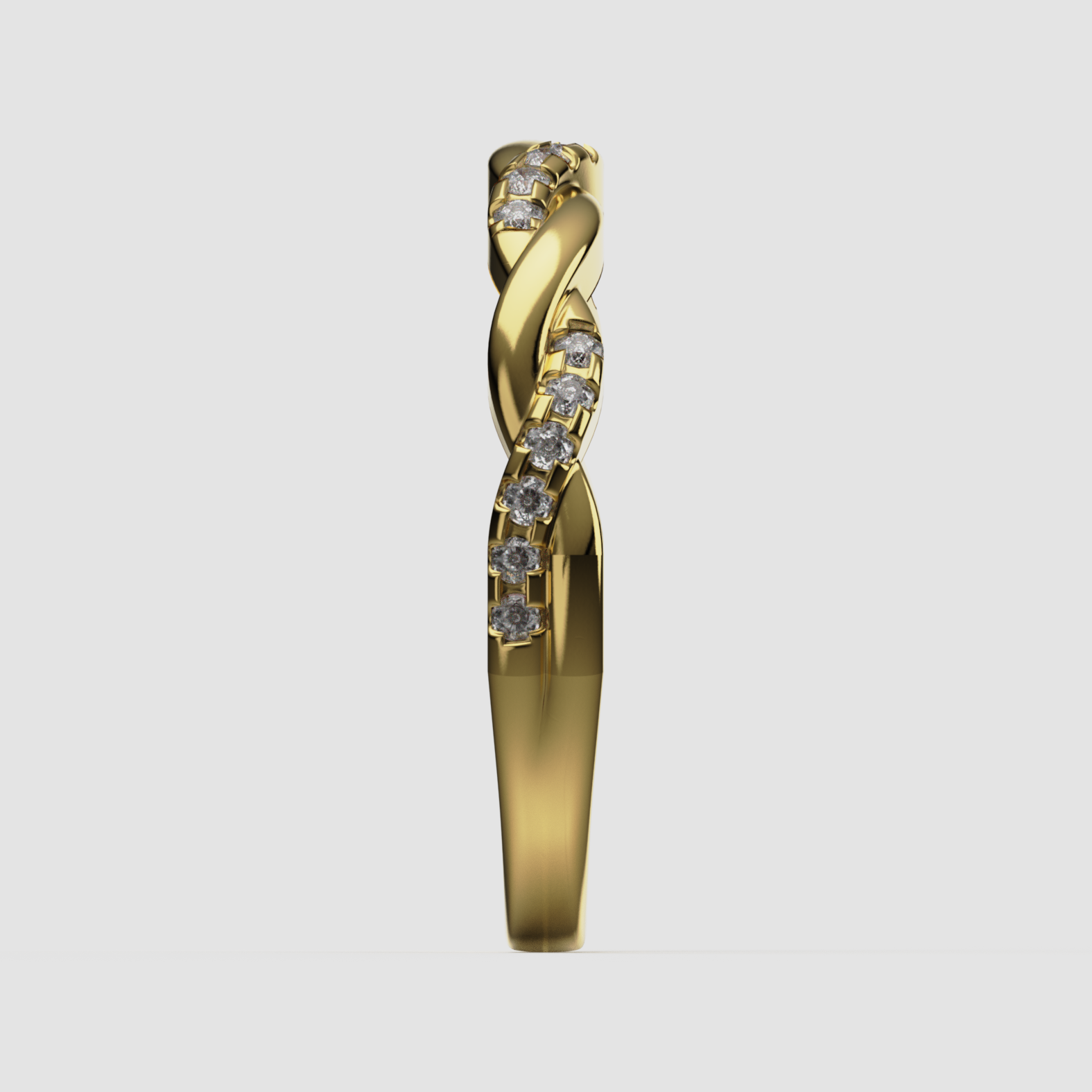 14K Gold Twisted Laboratory-Diamond Band