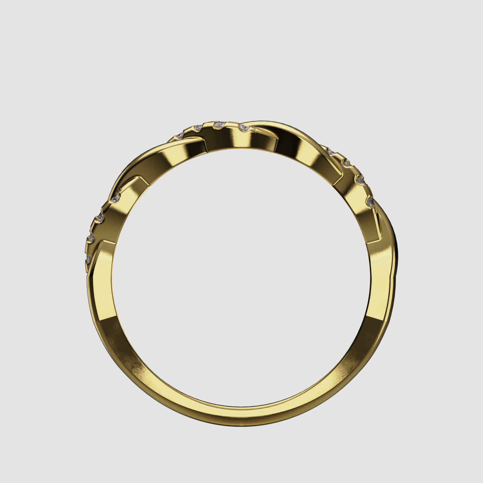 14K Gold Twisted Laboratory-Diamond Band