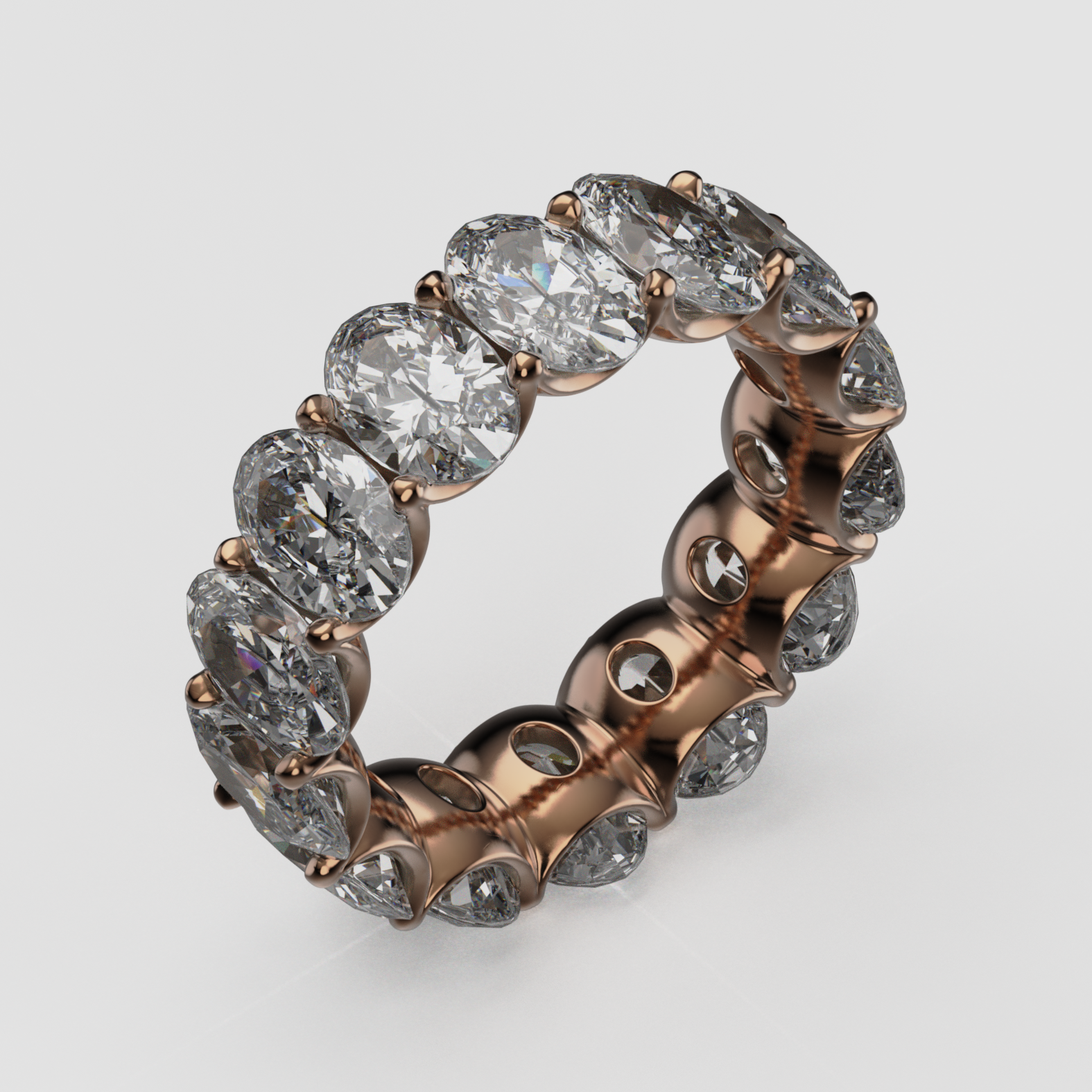 14K Gold Oval Laboratory-Diamond Full Eternity Band (Shared-Prong)