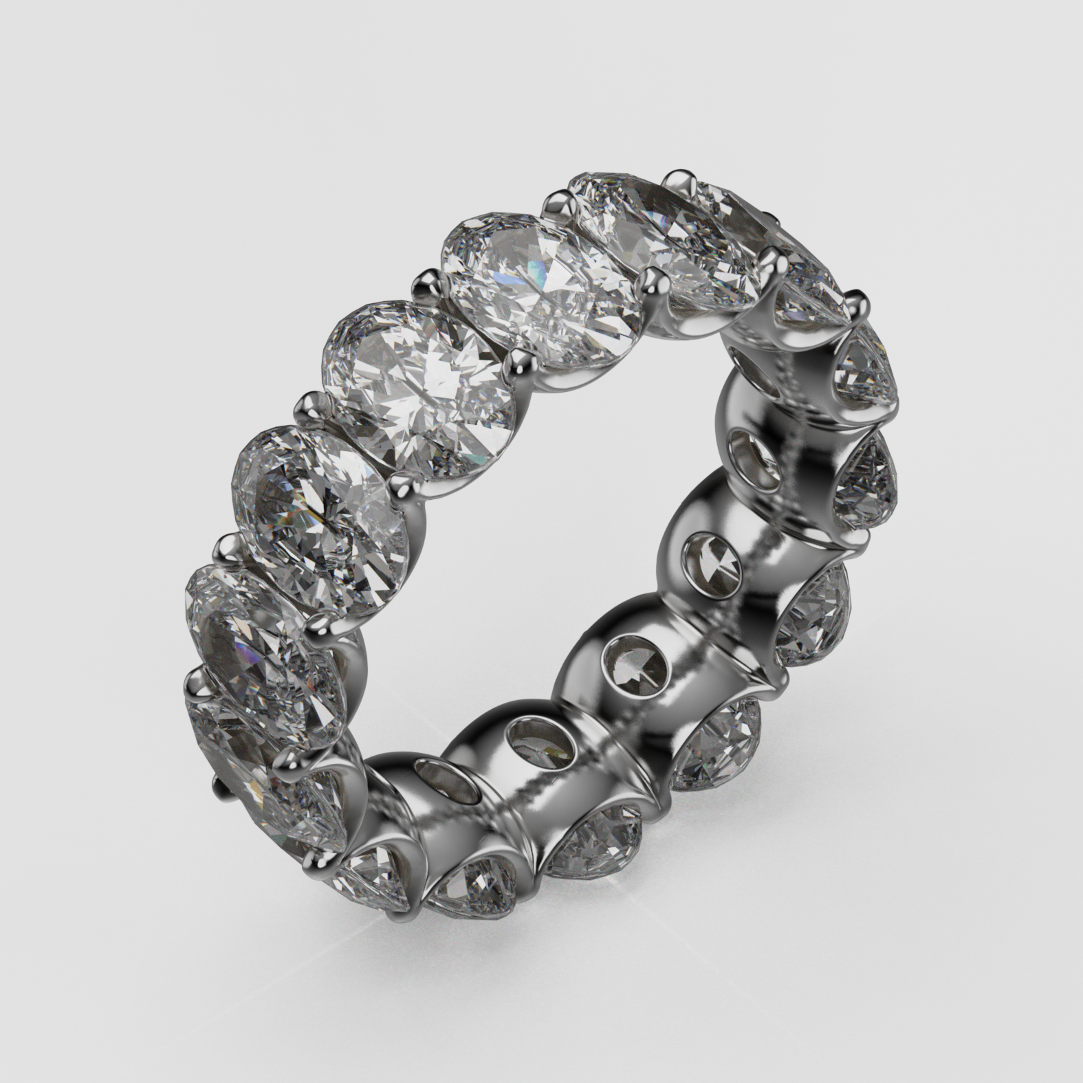 14K Gold Oval Laboratory-Diamond Full Eternity Band (Shared-Prong)