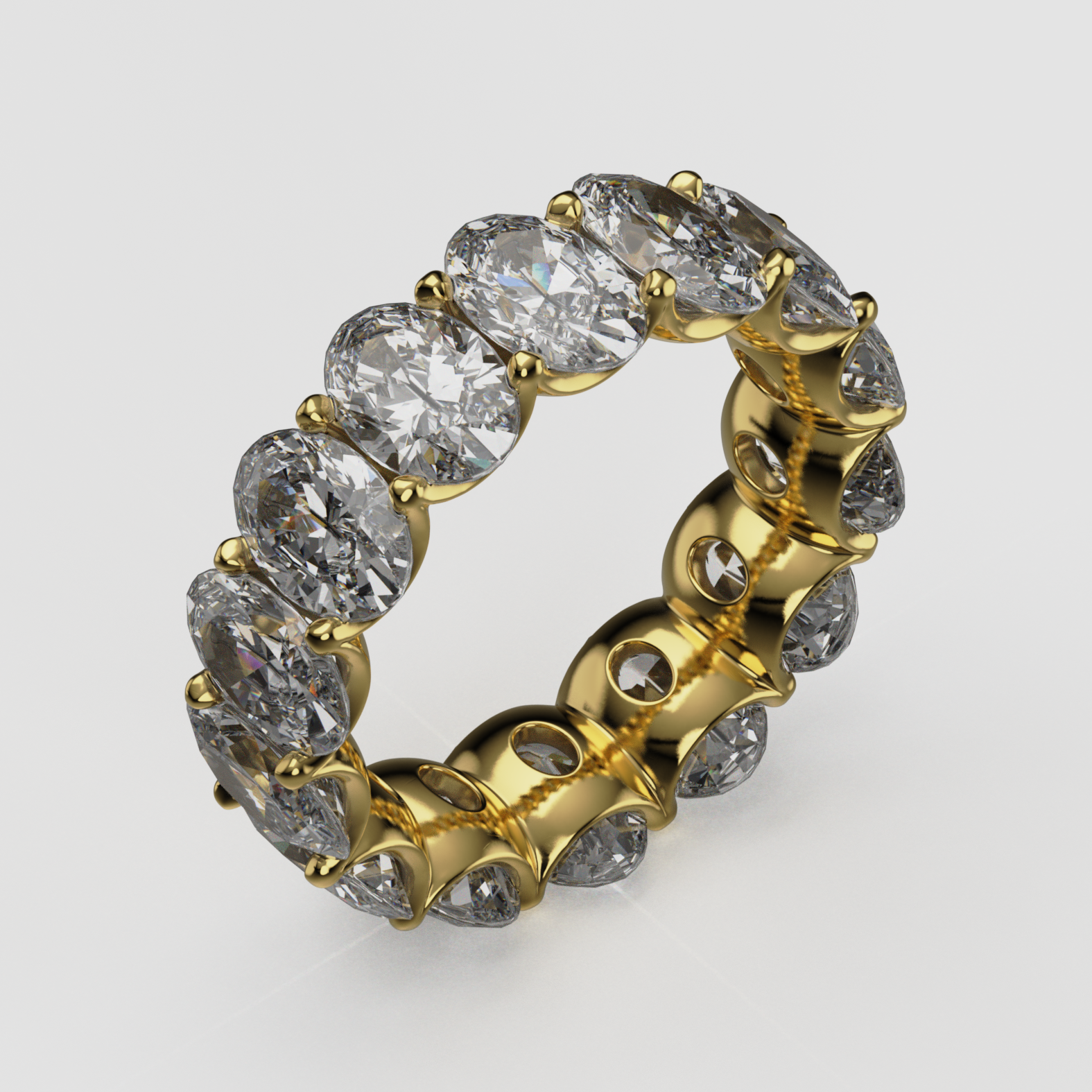 14K Gold Oval Laboratory-Diamond Full Eternity Band (Shared-Prong)