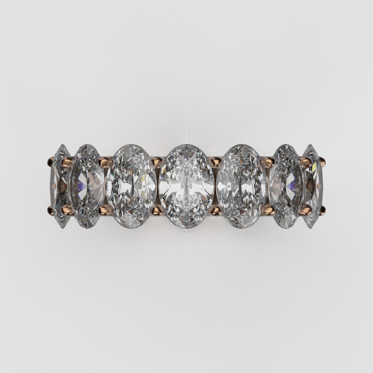 14K Gold Oval Laboratory-Diamond Full Eternity Band (Shared-Prong)