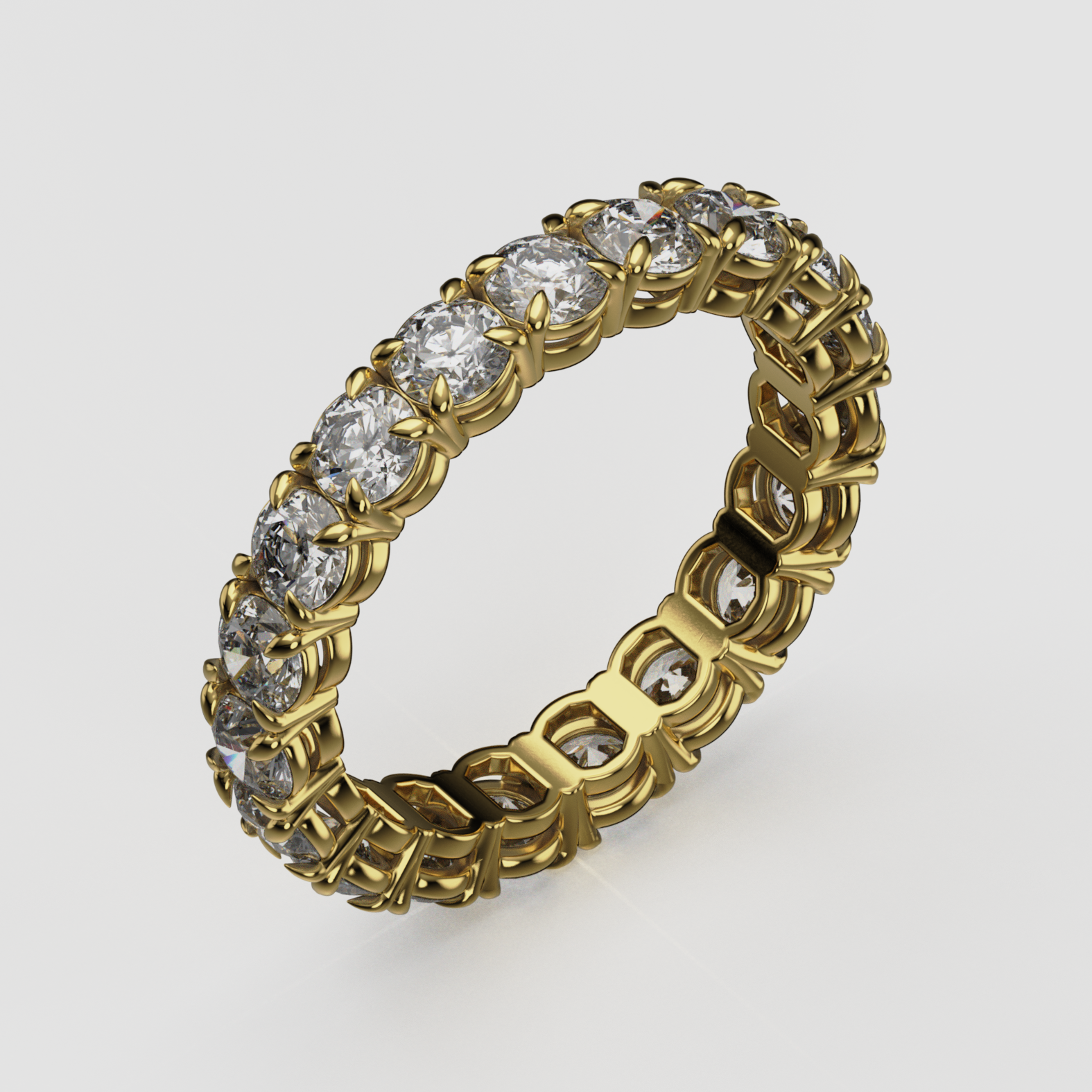 14K Gold Round Laboratory-Diamond Full Eternity Band (Four-Prong)