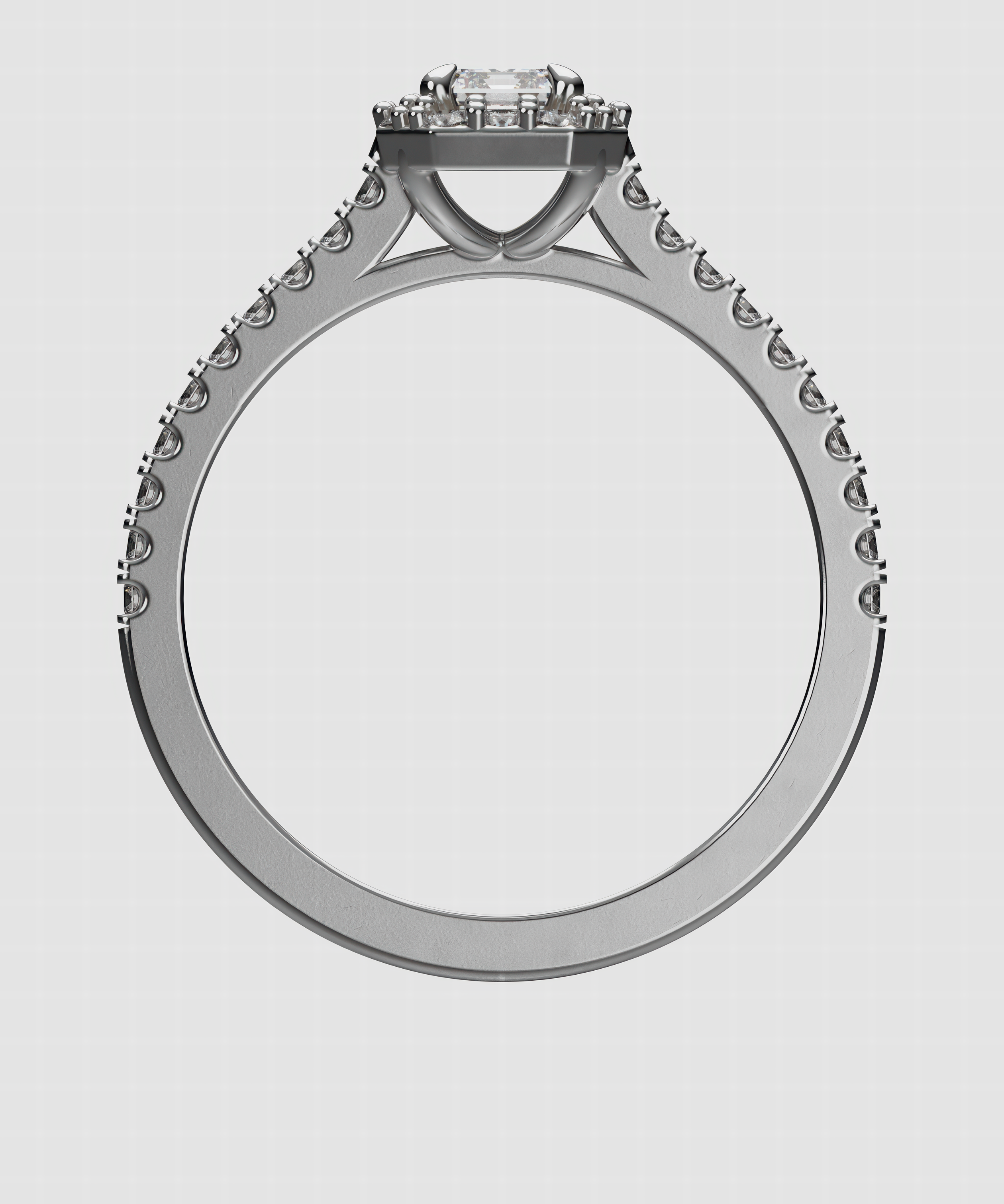 14K Gold Emerald-Cut Lab Diamond Engagement Ring with Halo