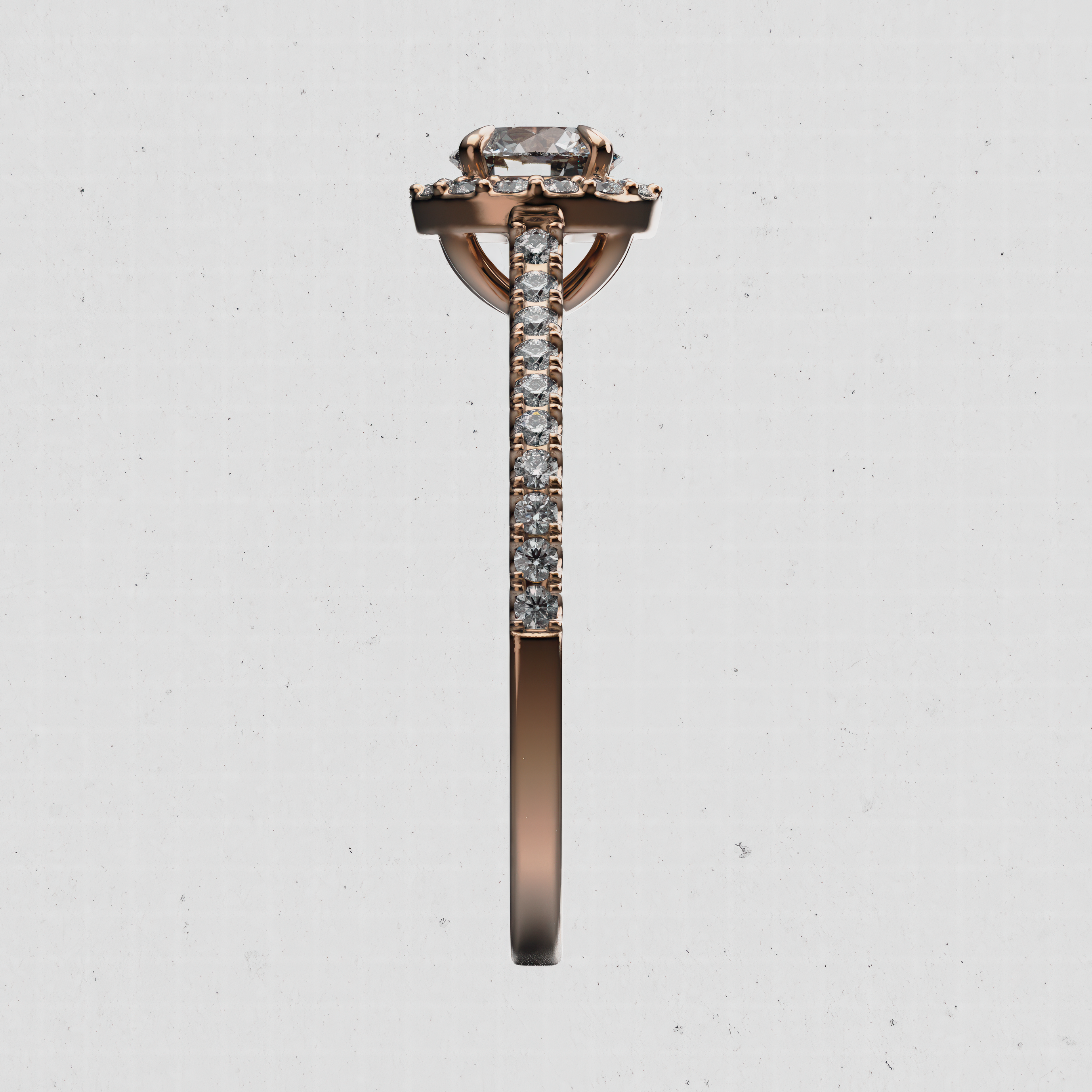 14K Gold Rounded-Cut Lab-Diamond Halo Engagement Ring