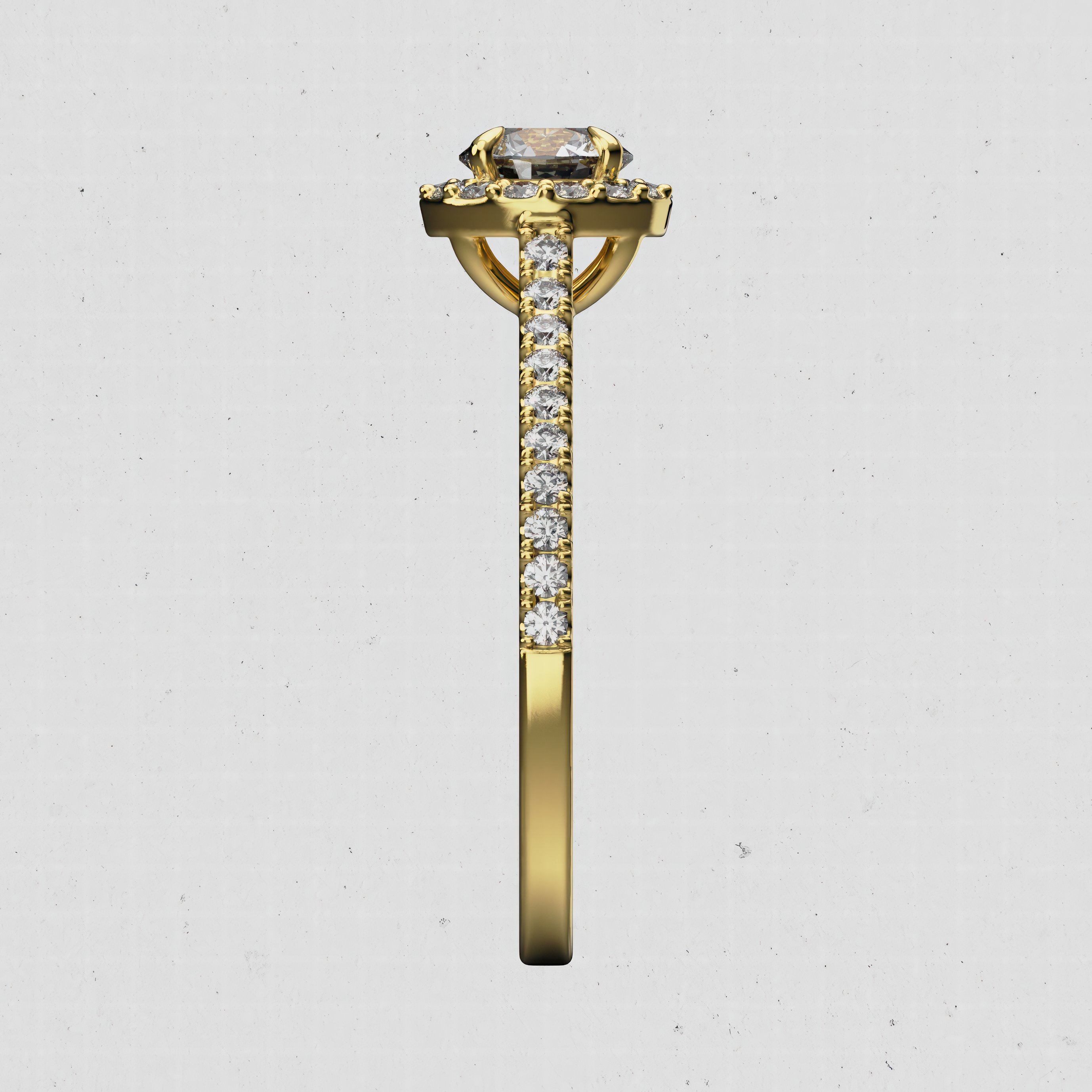 14K Gold Rounded-Cut Lab-Diamond Halo Engagement Ring