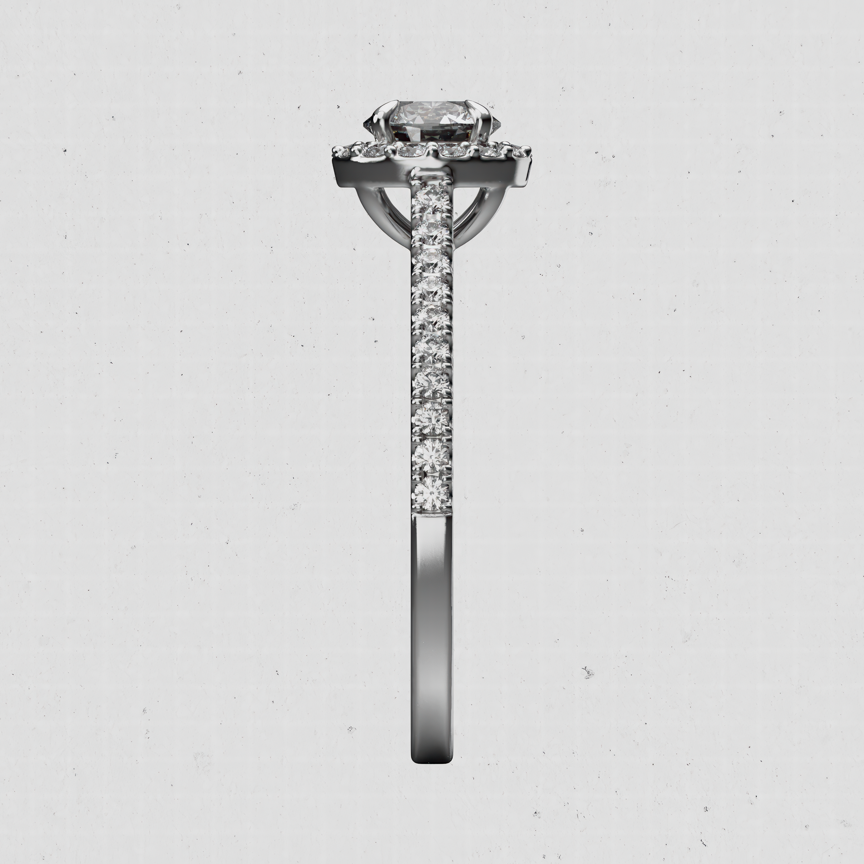 14K Gold Rounded-Cut Lab-Diamond Halo Engagement Ring