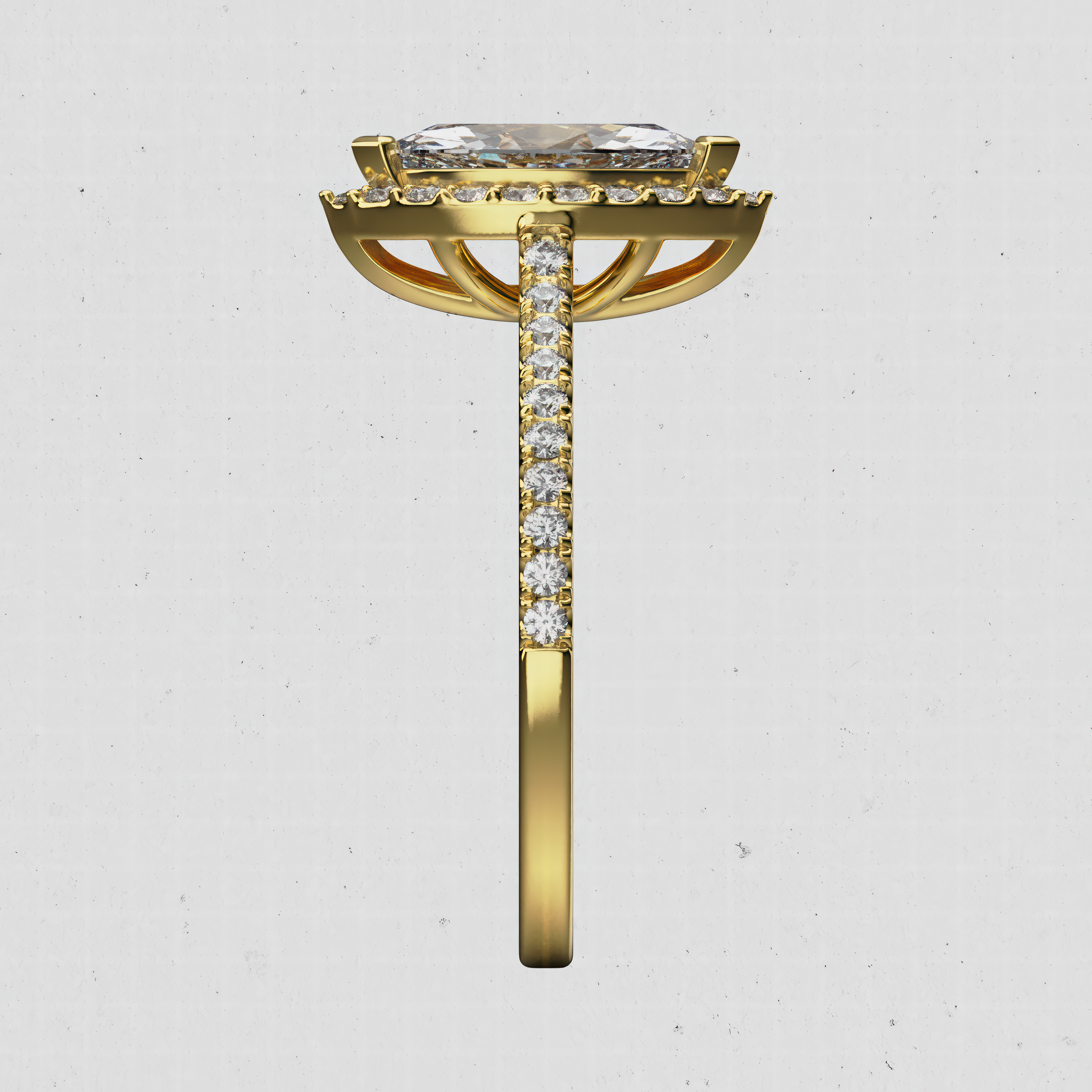 14K Gold Marquise Lab-Diamond Halo Engagement Ring