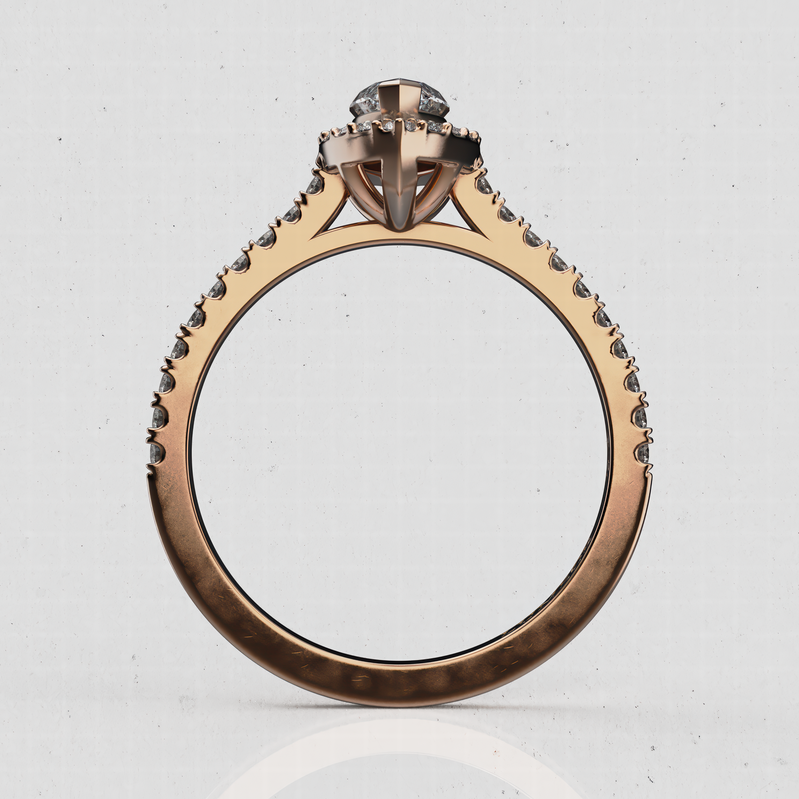 14K Gold Marquise Lab-Diamond Halo Engagement Ring