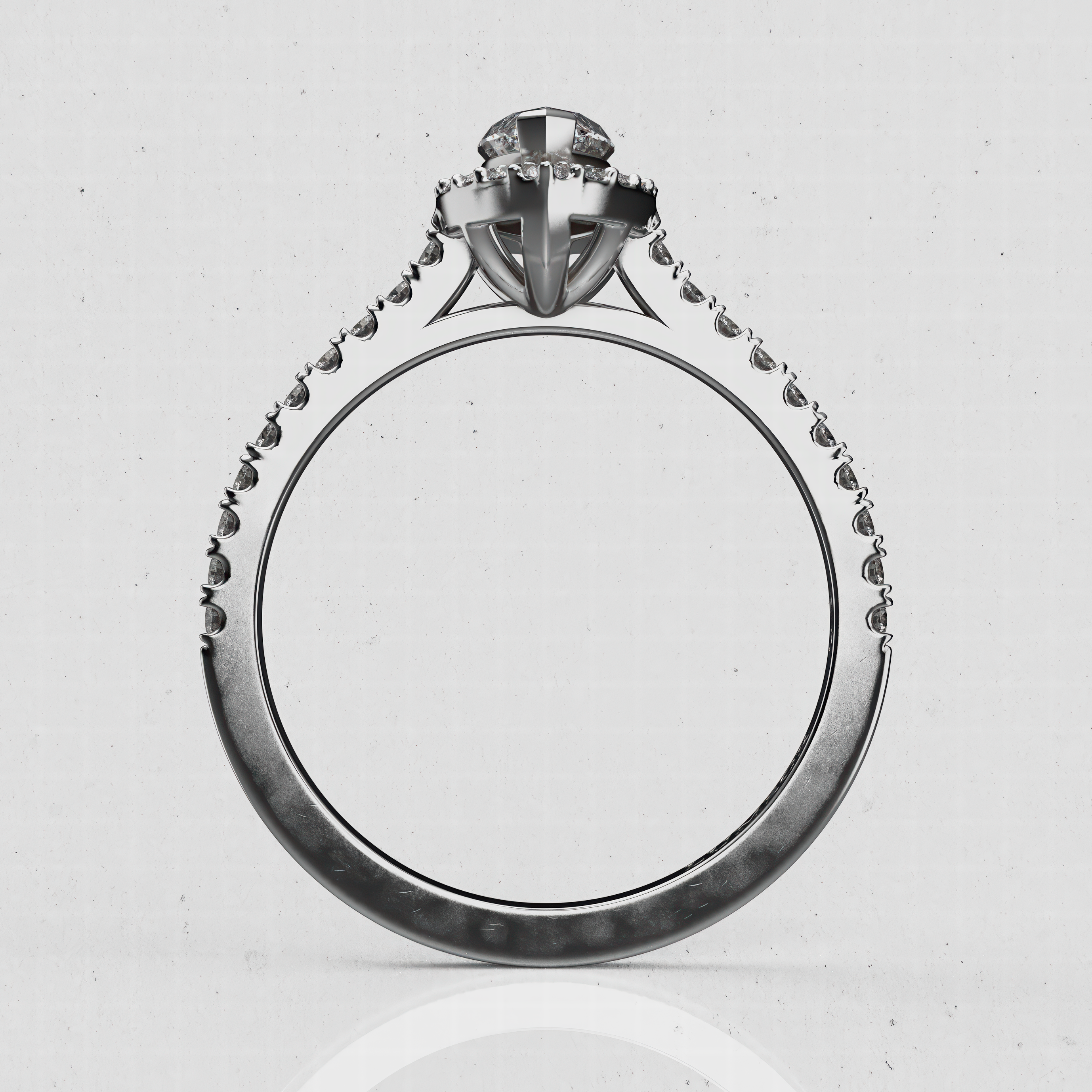 14K Gold Marquise Lab-Diamond Halo Engagement Ring