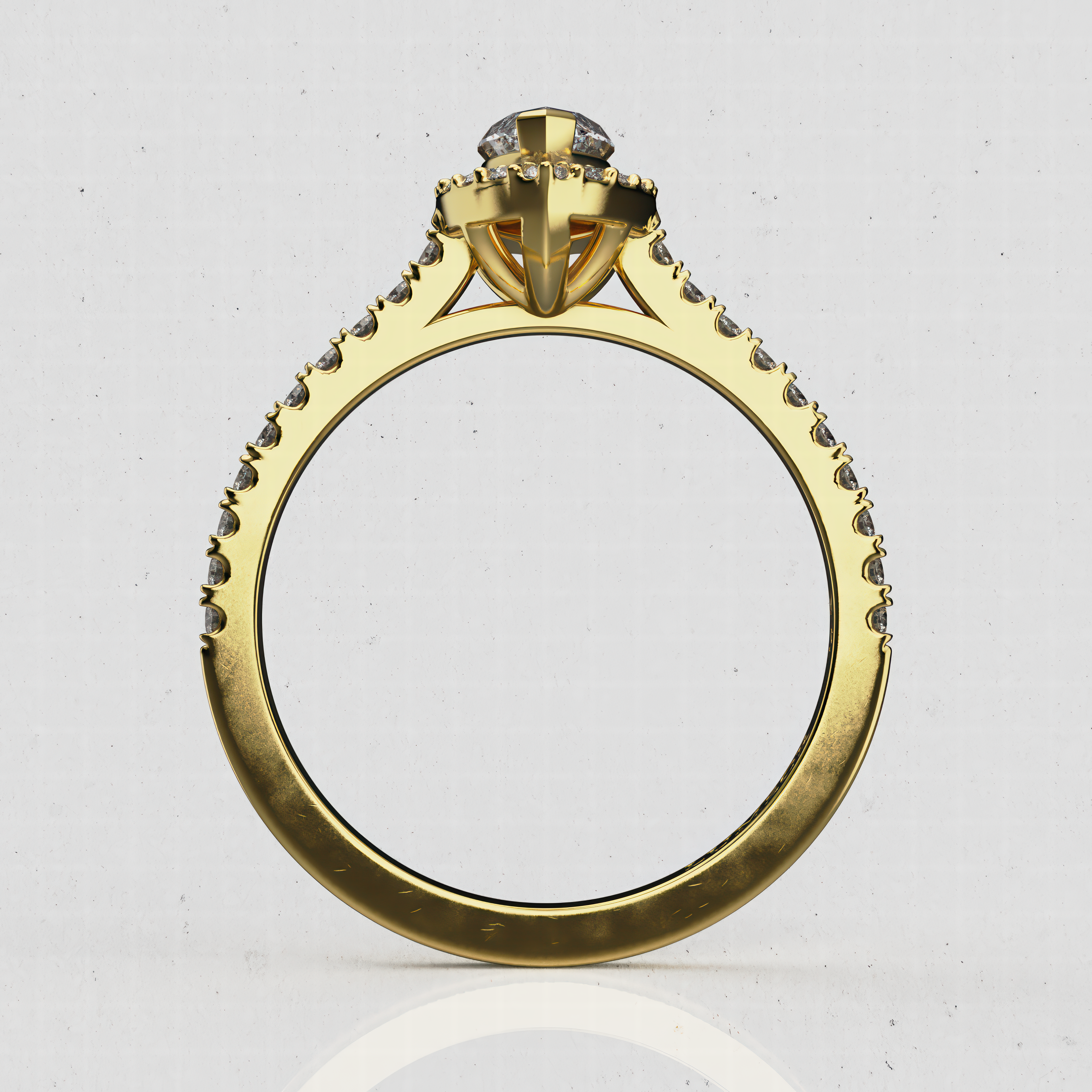 14K Gold Marquise Lab-Diamond Halo Engagement Ring