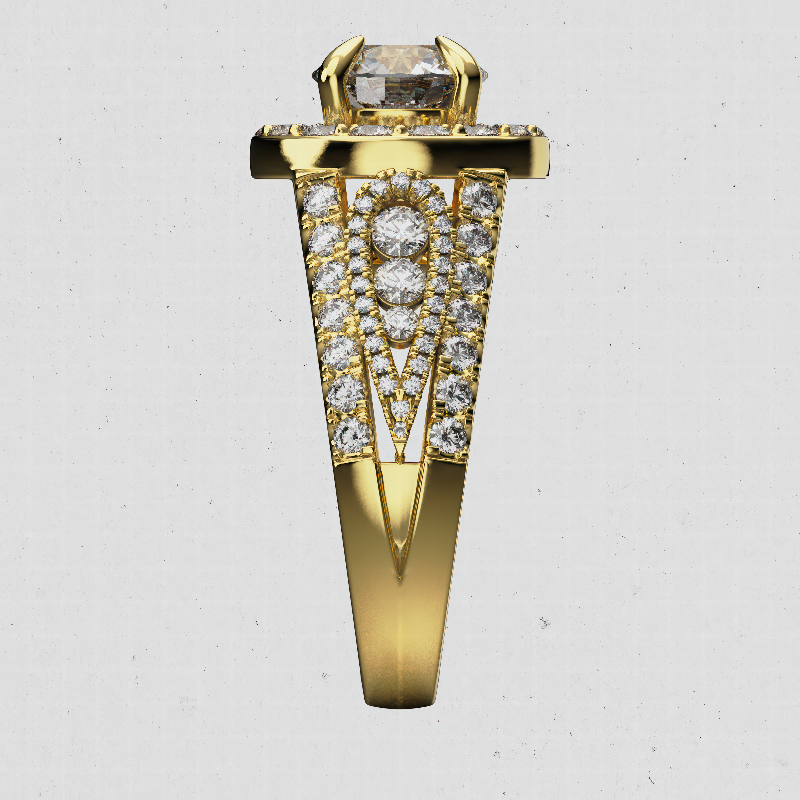 14K Gold Round Laboratory-Diamond Halo Engagement Ring