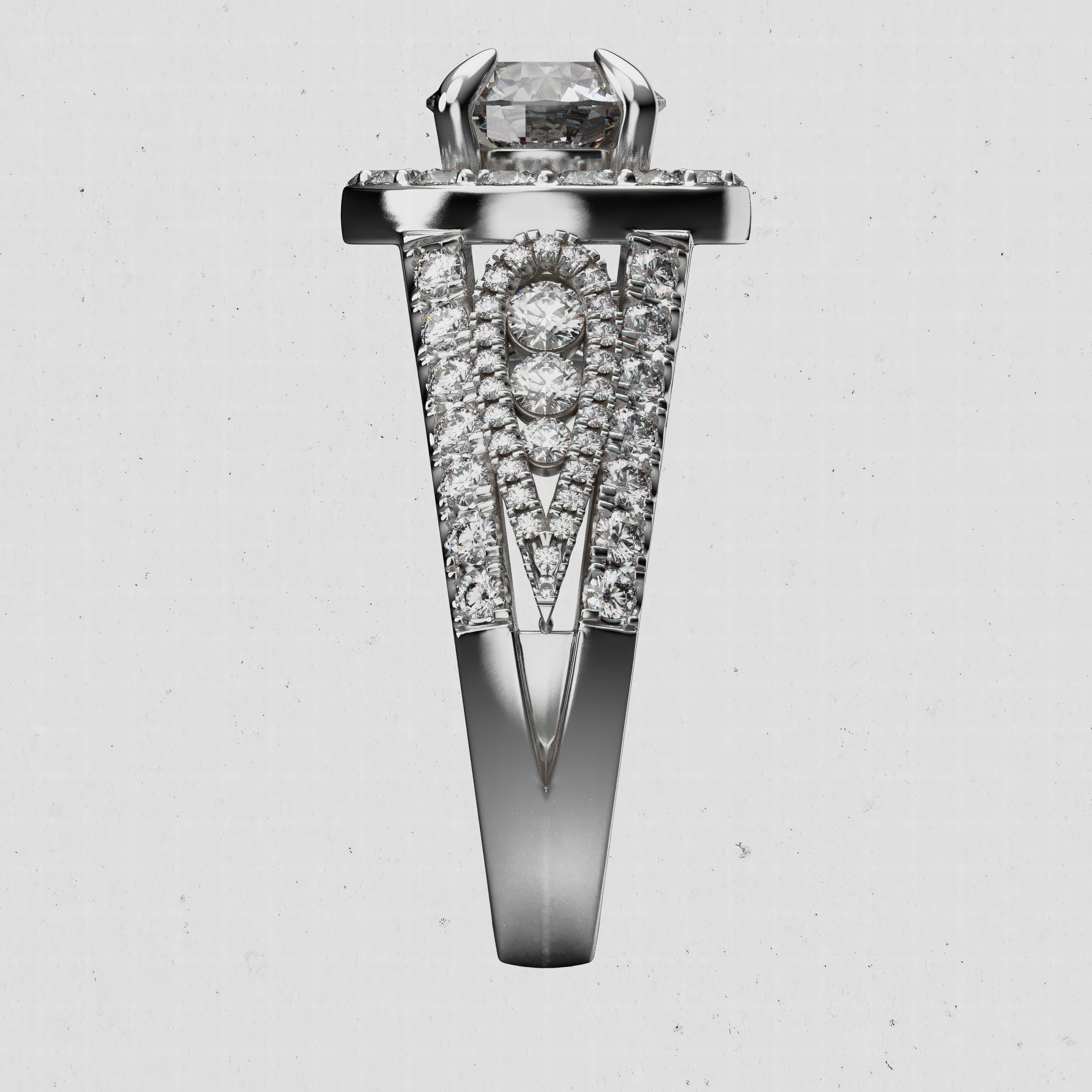 14K Gold Round Laboratory-Diamond Halo Engagement Ring