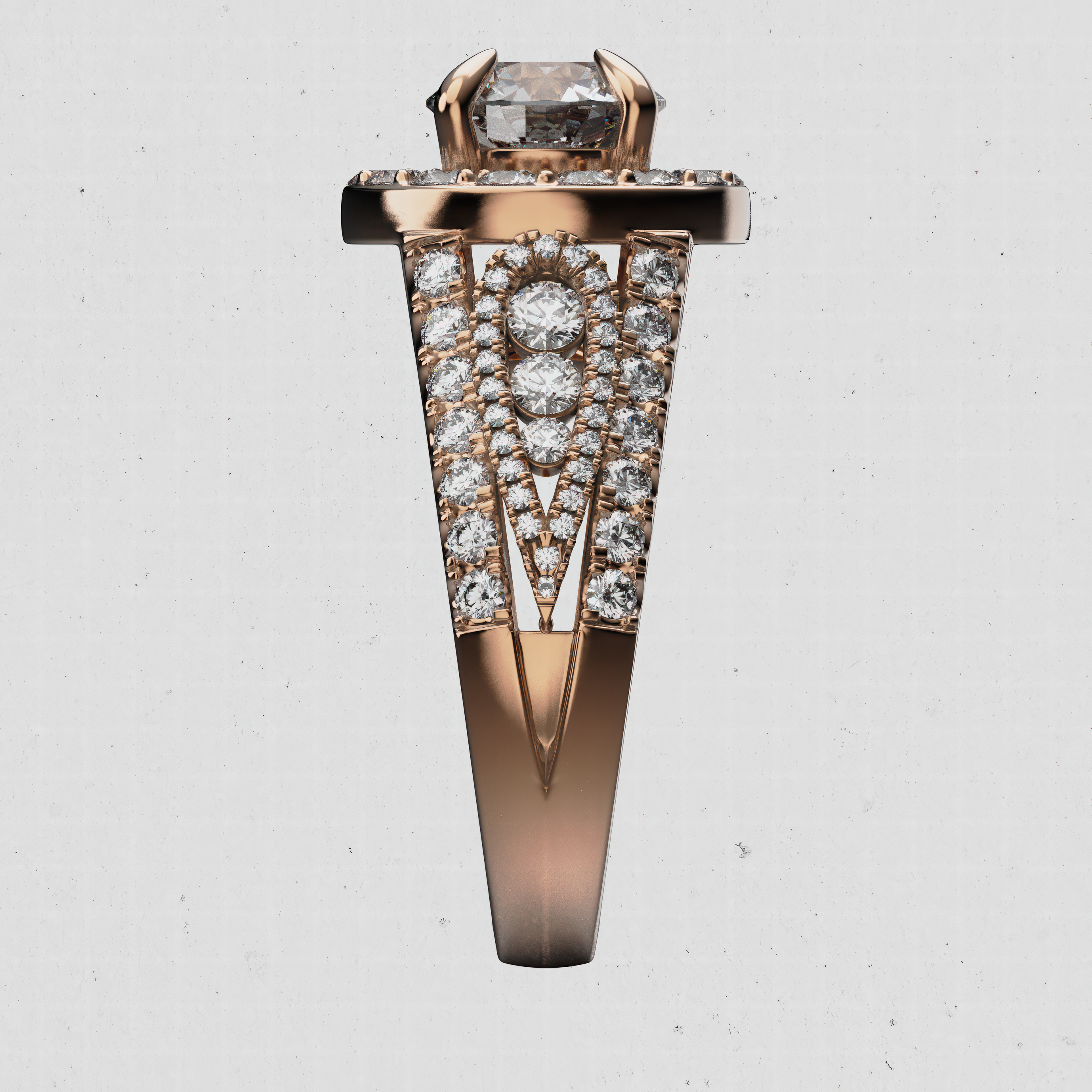 14K Gold Round Laboratory-Diamond Halo Engagement Ring