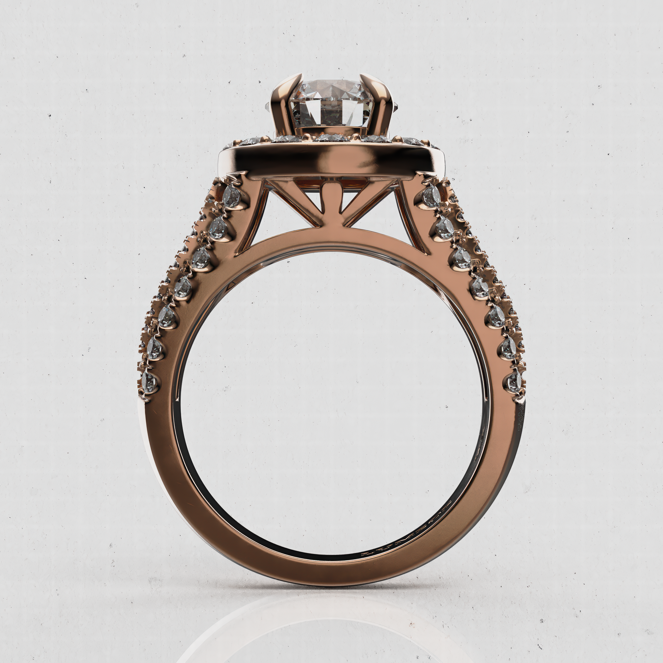 14K Gold Round Laboratory-Diamond Halo Engagement Ring