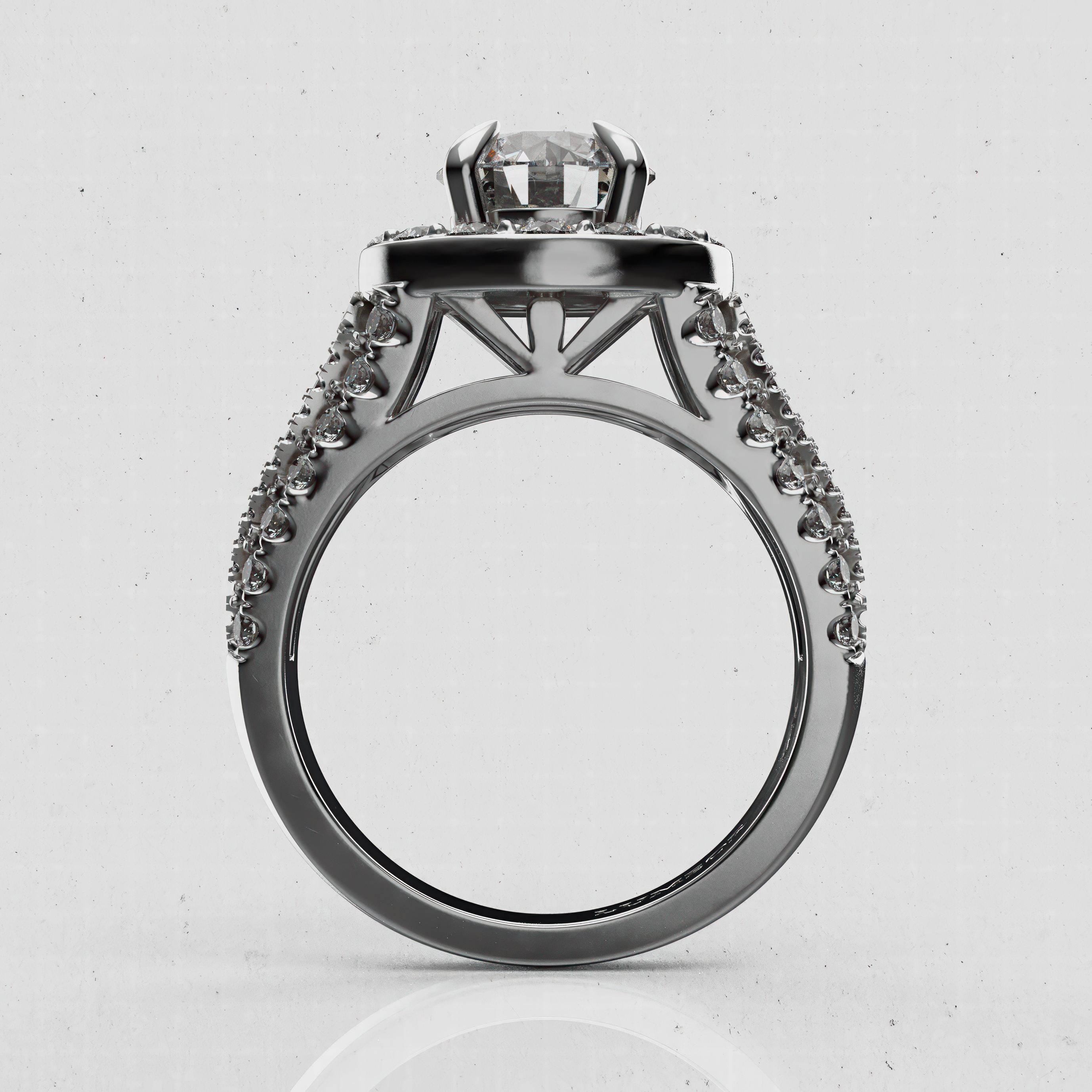 14K Gold Round Laboratory-Diamond Halo Engagement Ring