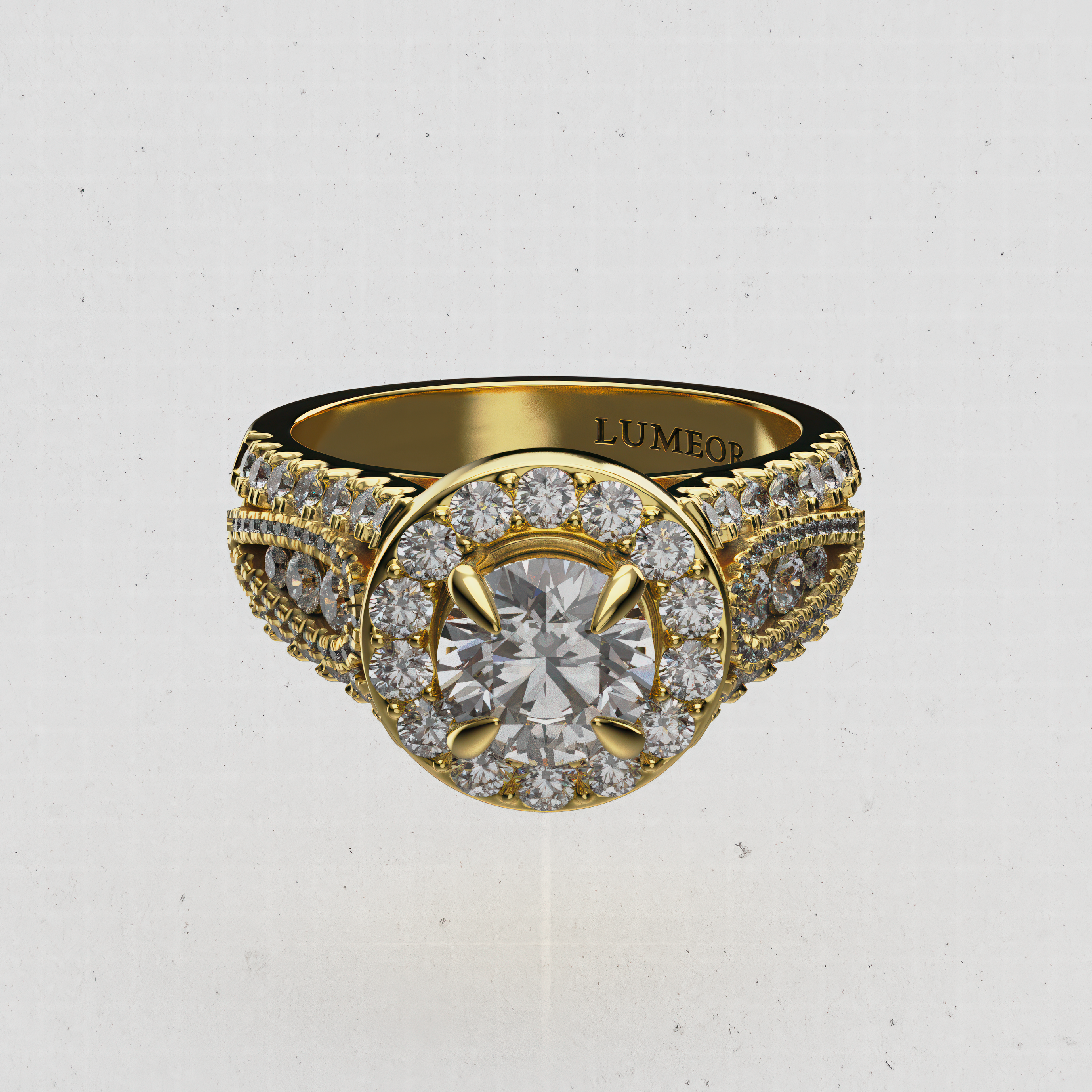 14K Gold Round Laboratory-Diamond Halo Engagement Ring