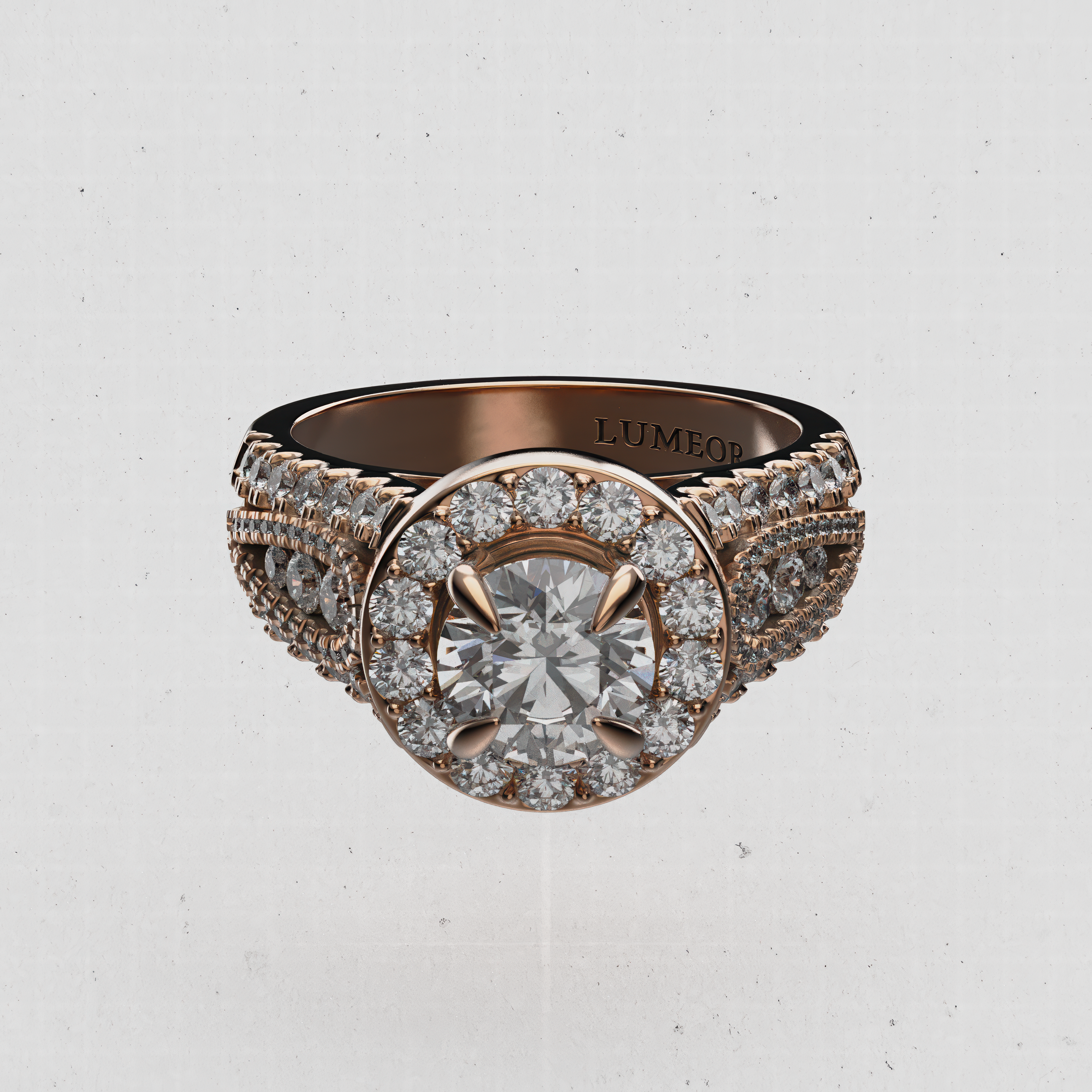 14K Gold Round Laboratory-Diamond Halo Engagement Ring