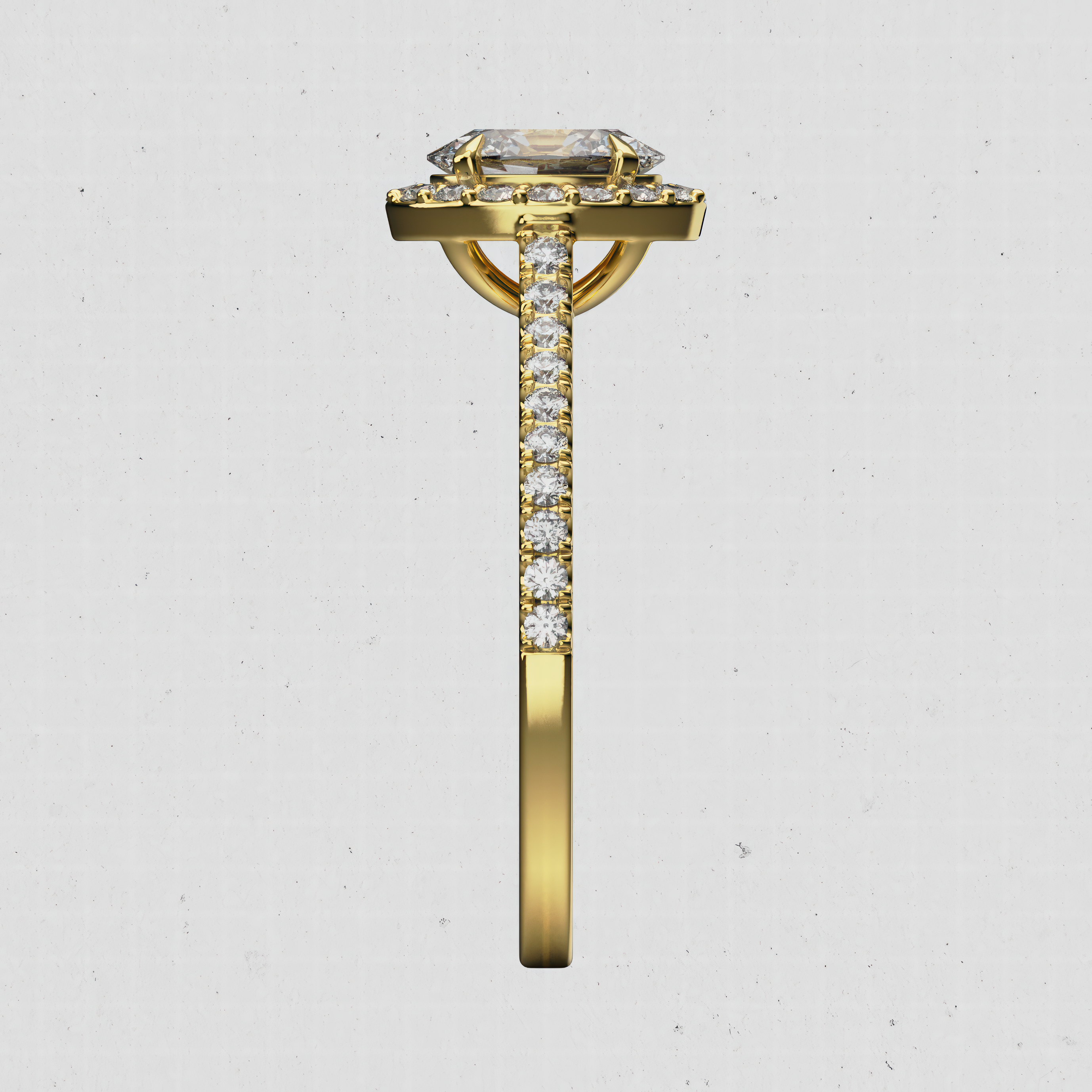 14K Gold Oval Lab-Diamond Halo Engagement Ring