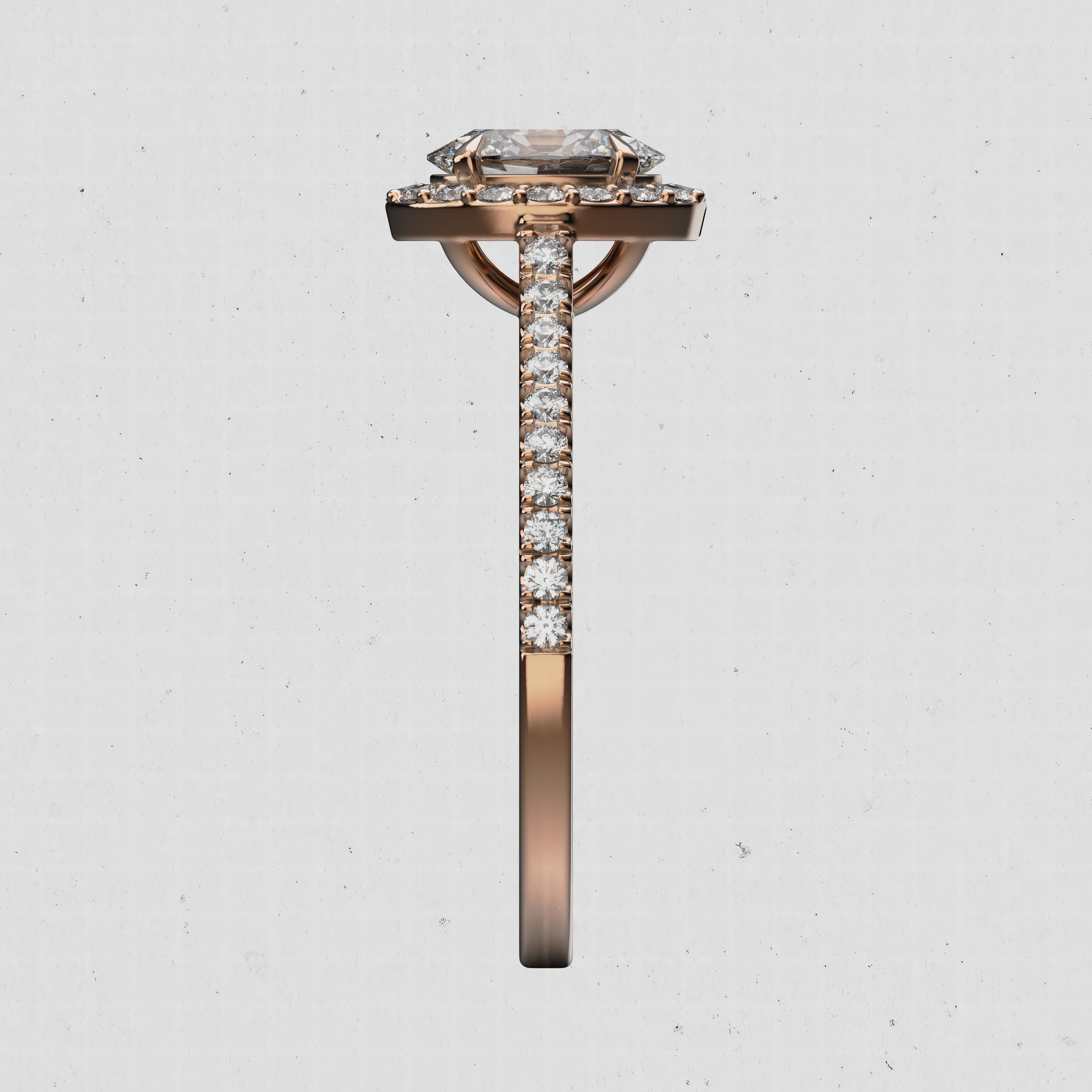 14K Gold Oval Lab-Diamond Halo Engagement Ring