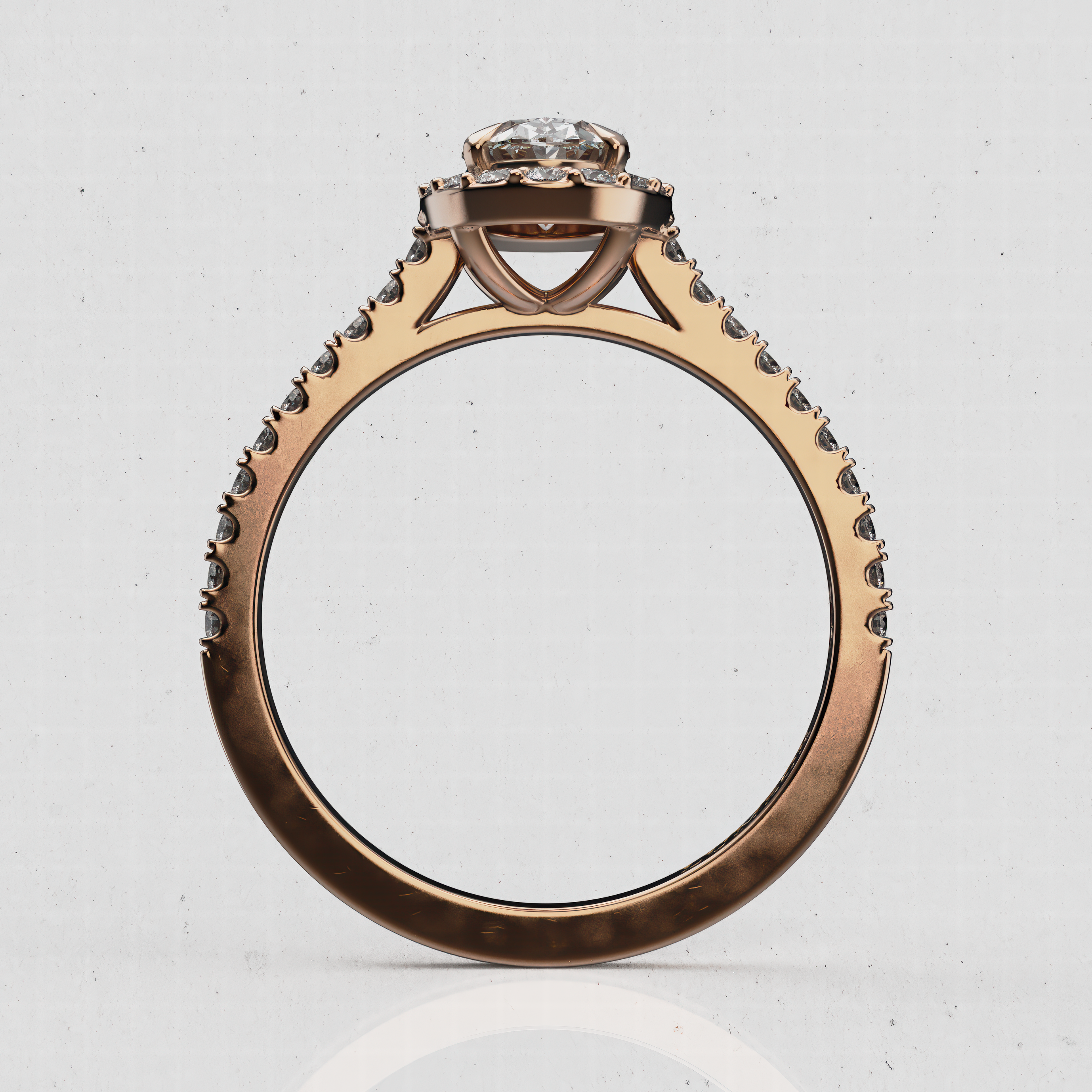 14K Gold Oval Lab-Diamond Halo Engagement Ring