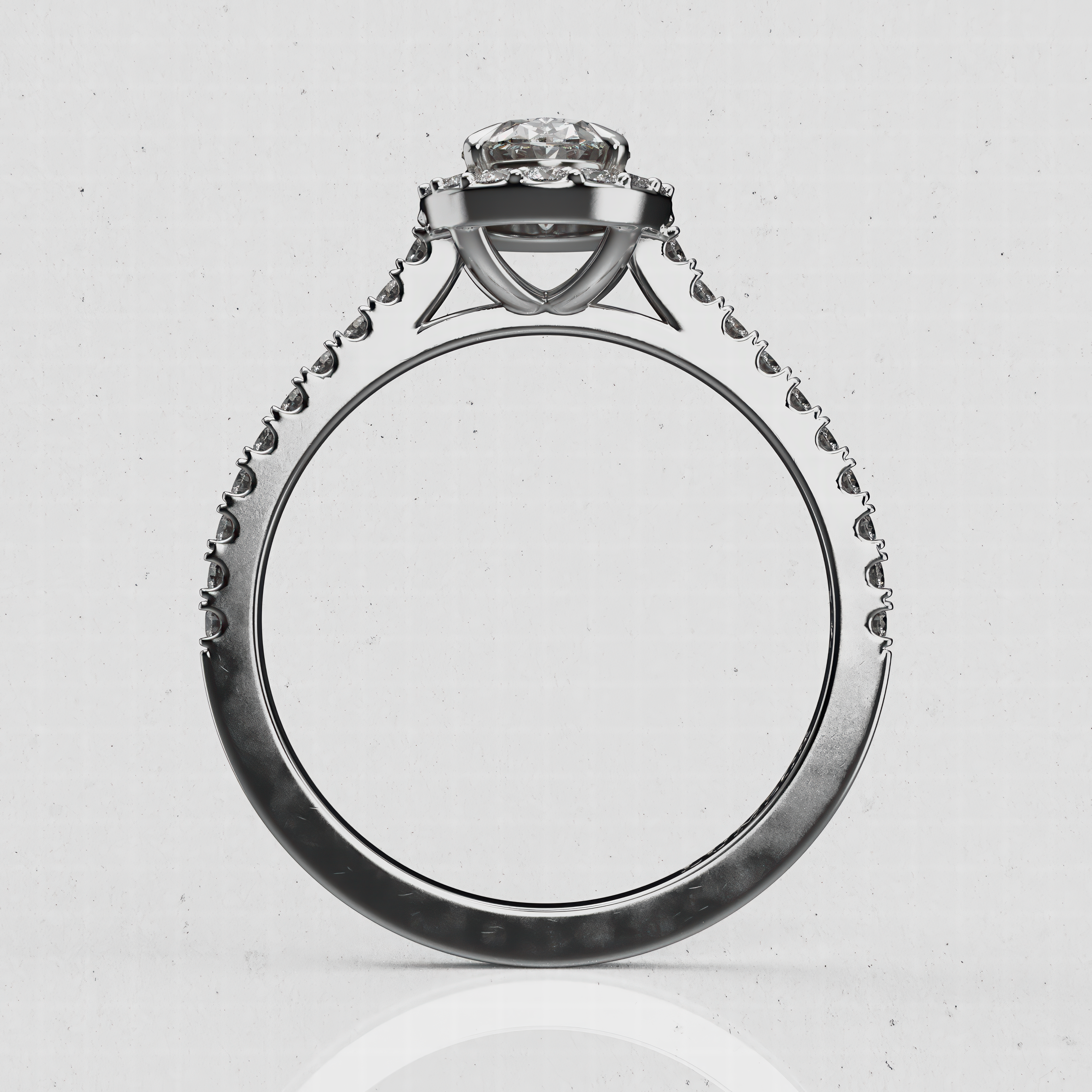 14K Gold Oval Lab-Diamond Halo Engagement Ring