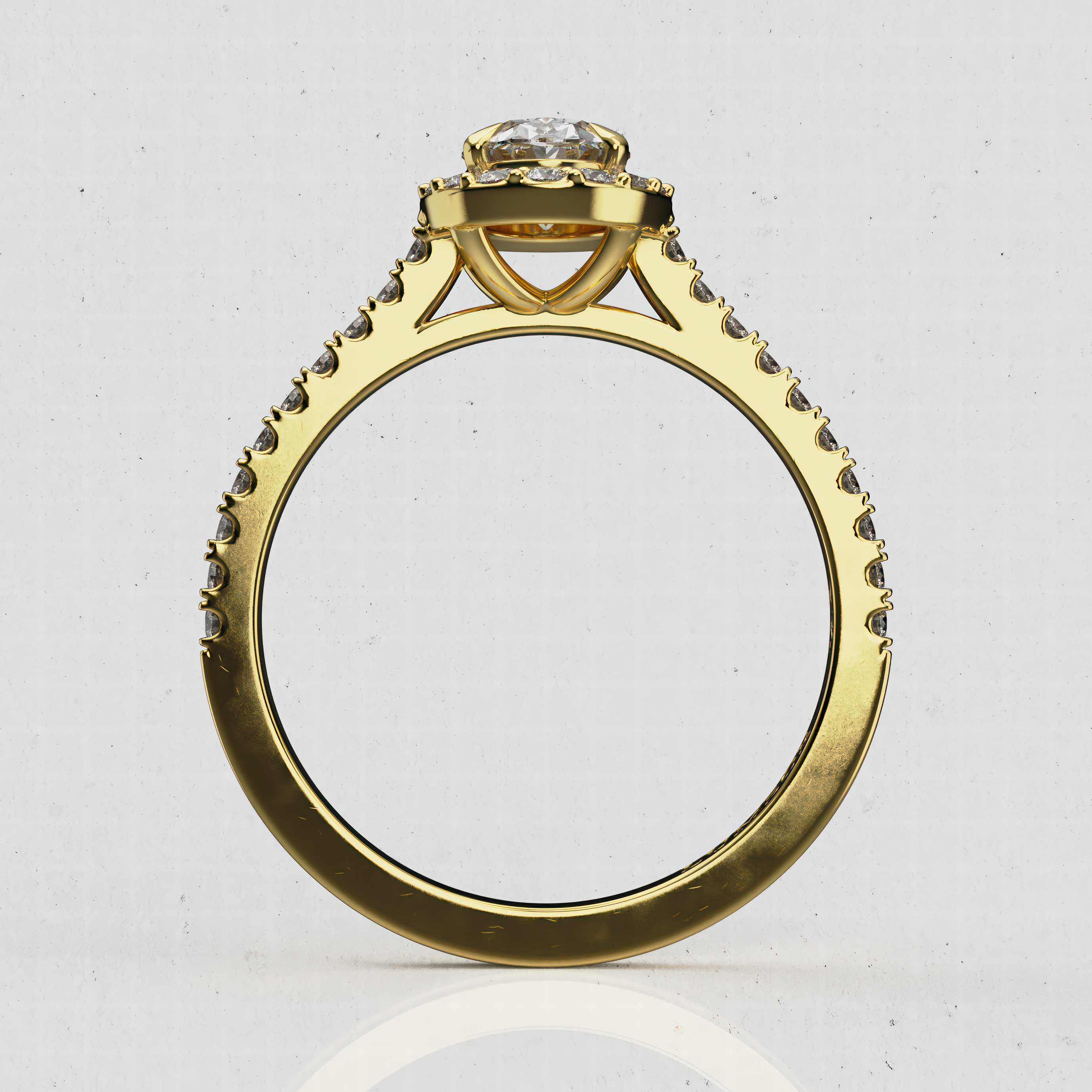 14K Gold Oval Lab-Diamond Halo Engagement Ring