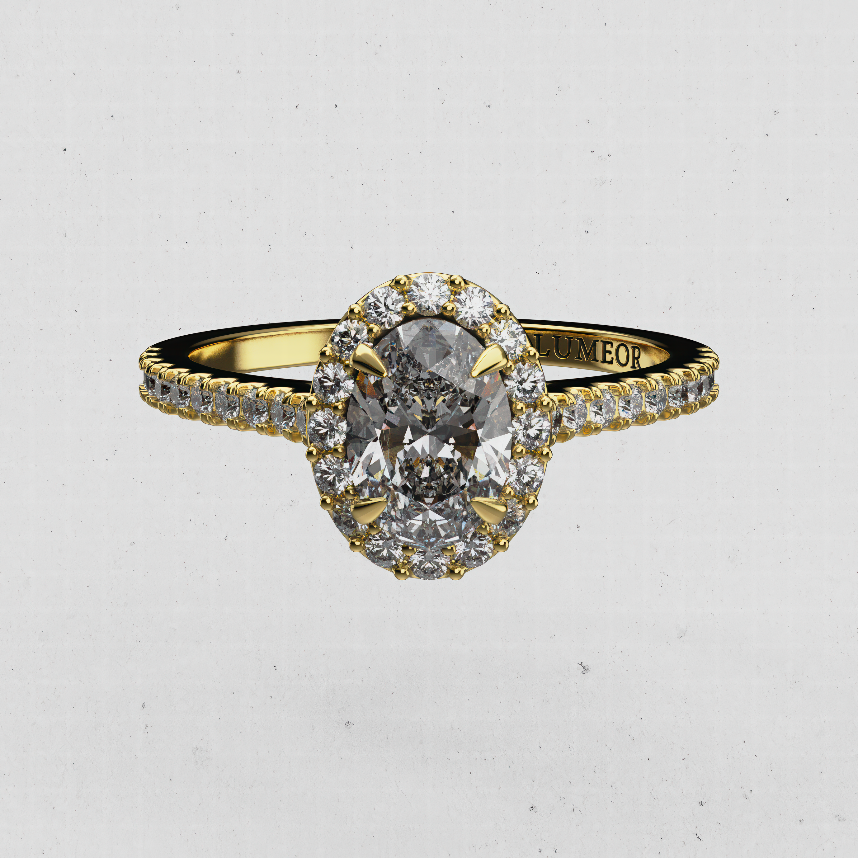 14K Gold Oval Lab-Diamond Halo Engagement Ring