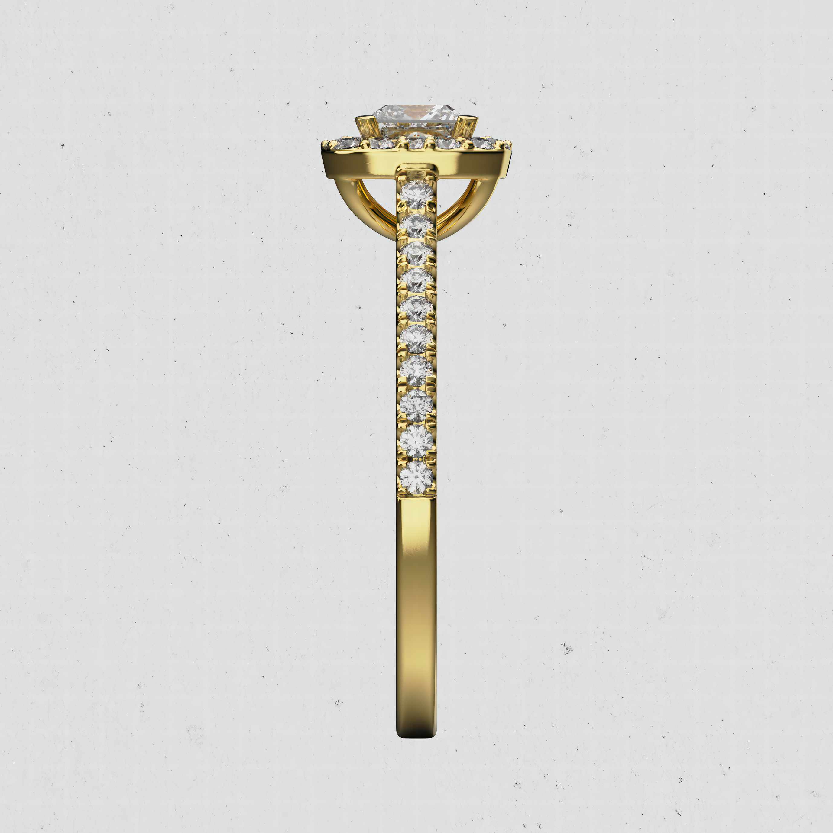 14K Gold Princess-Cut Lab-Diamond Halo Engagement Ring