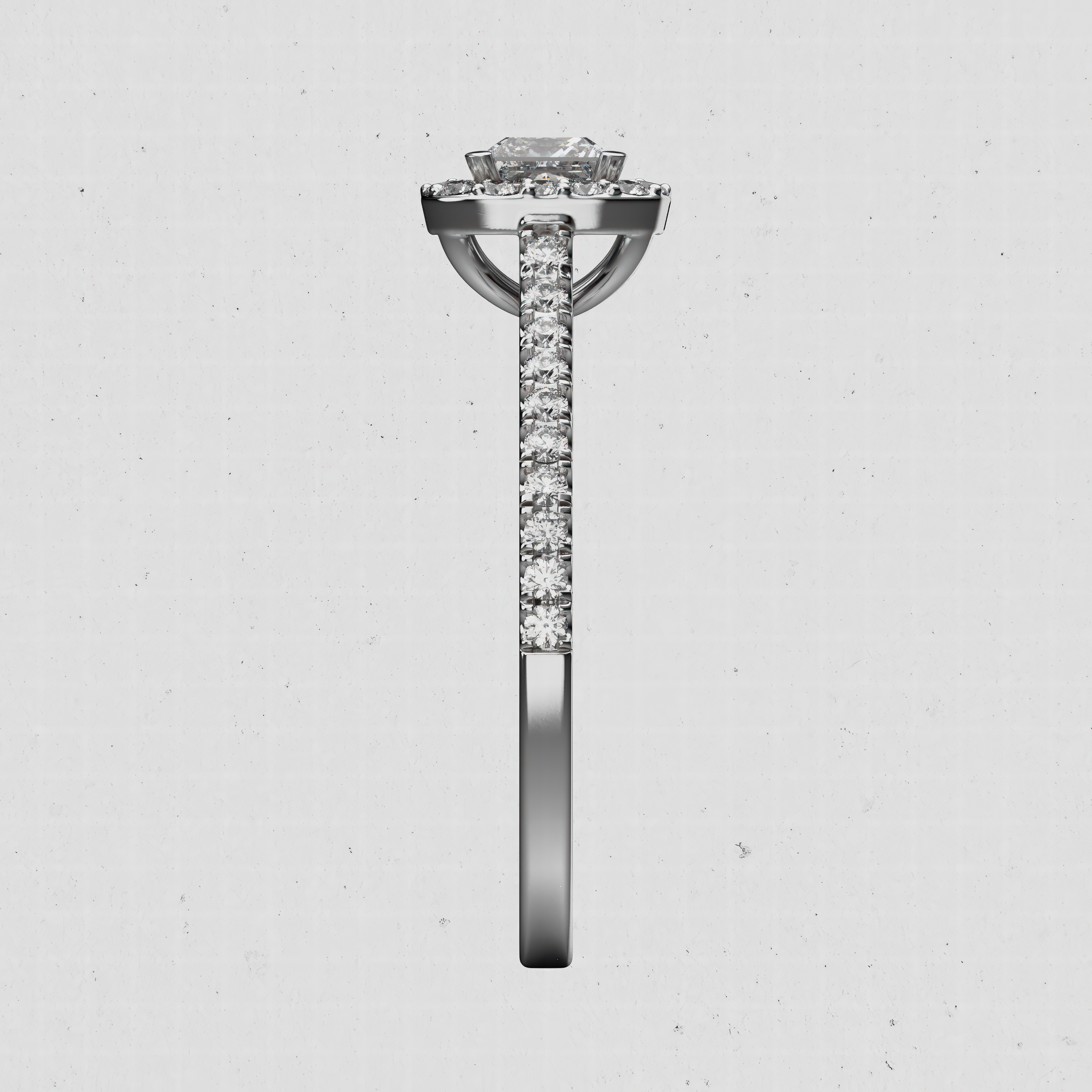 14K Gold Princess-Cut Lab-Diamond Halo Engagement Ring