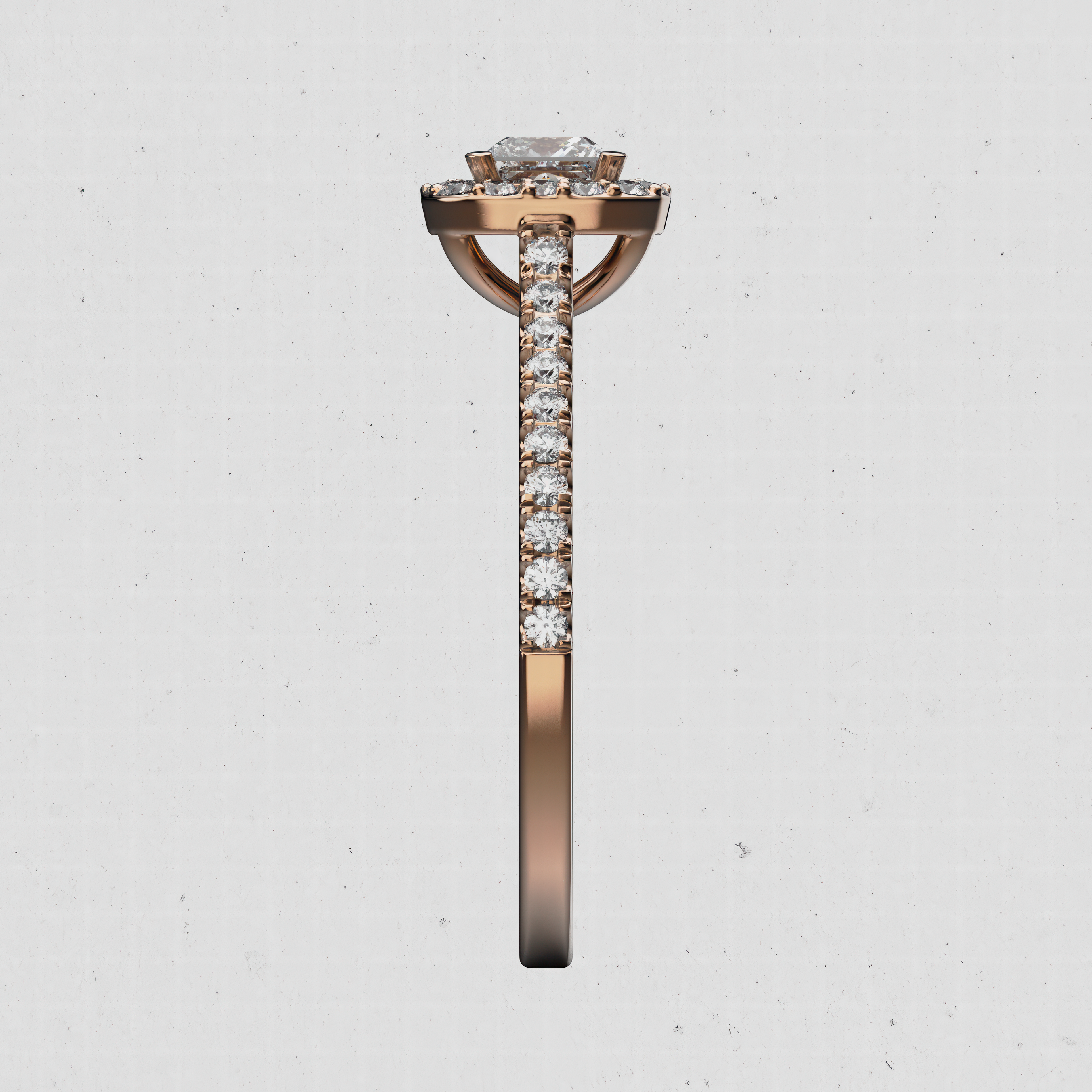 14K Gold Princess-Cut Lab-Diamond Halo Engagement Ring