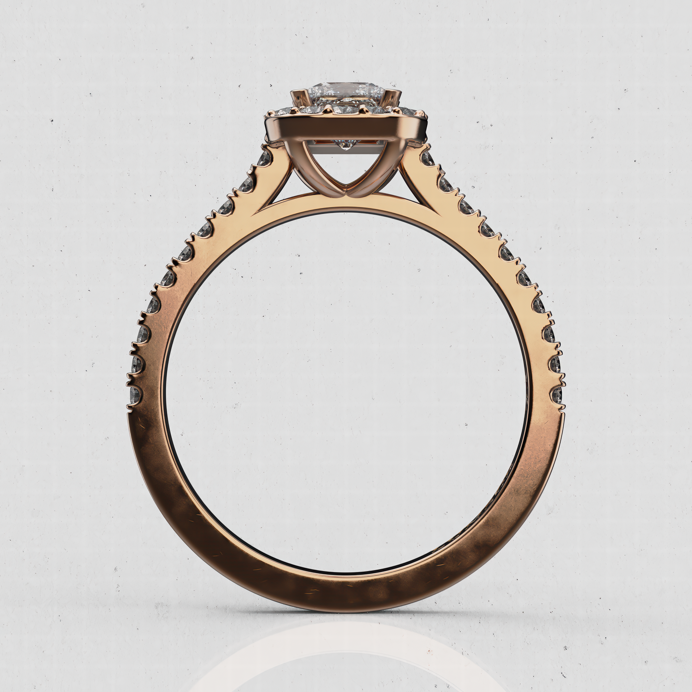14K Gold Princess-Cut Lab-Diamond Halo Engagement Ring