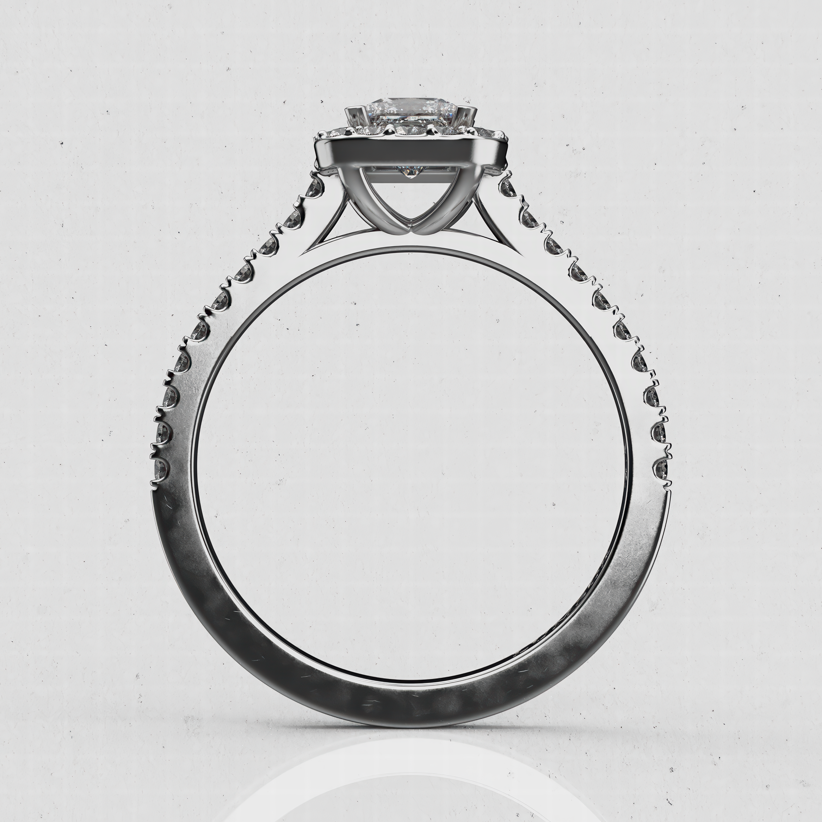 14K Gold Princess-Cut Lab-Diamond Halo Engagement Ring