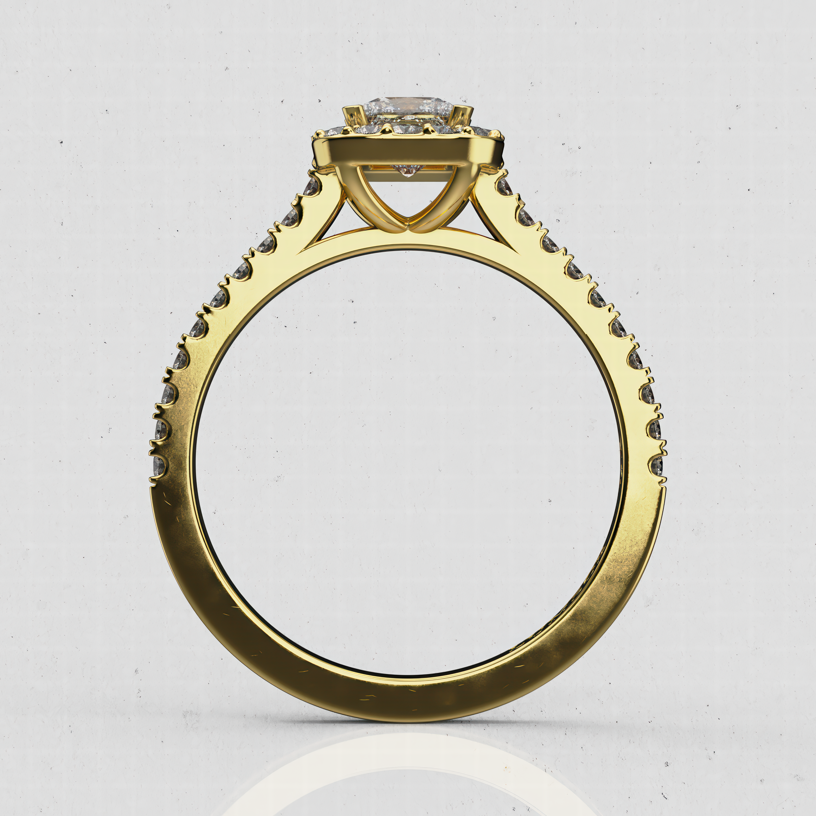 14K Gold Princess-Cut Lab-Diamond Halo Engagement Ring