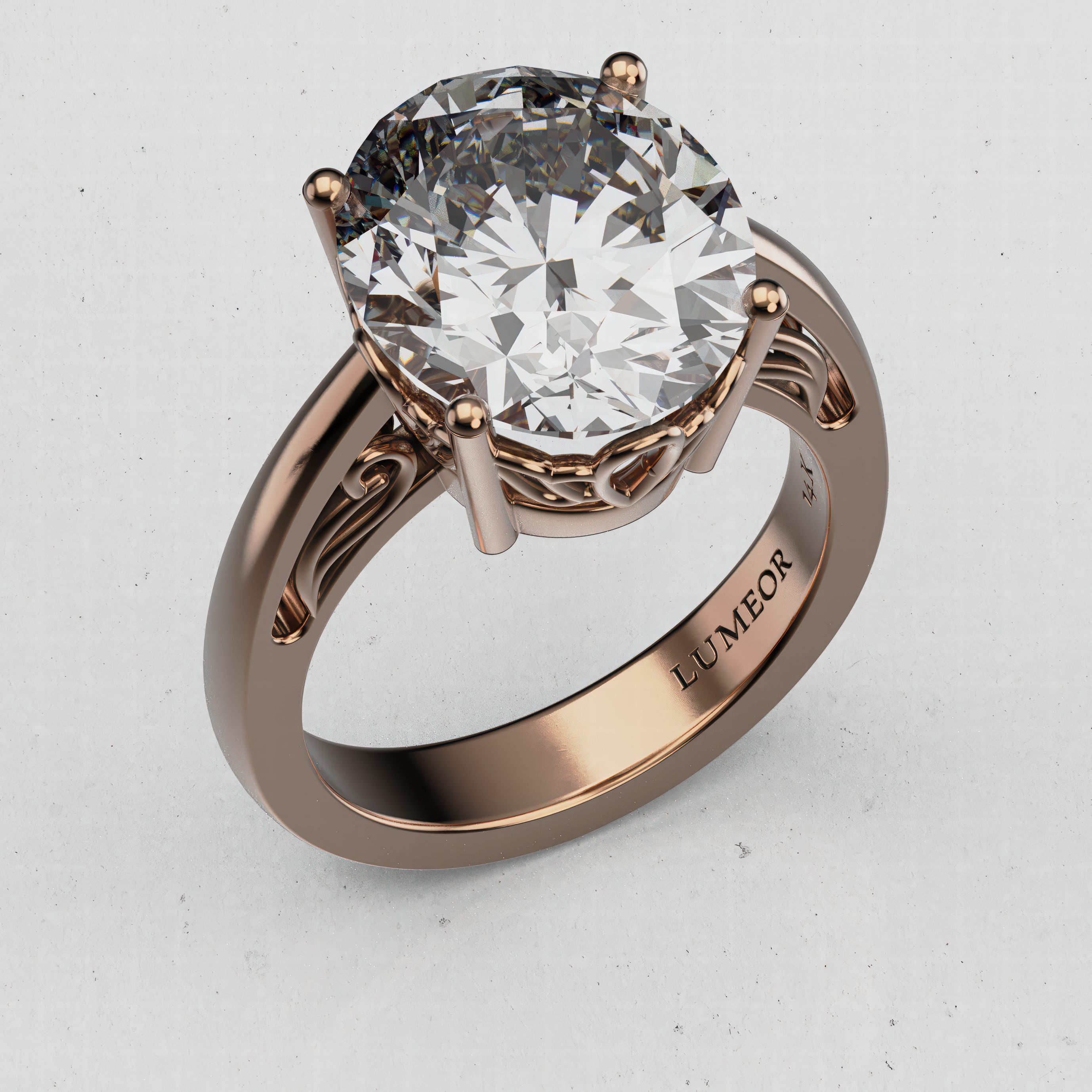 14K Gold Oval Solitaire Laboratory-Diamond Engagement Ring