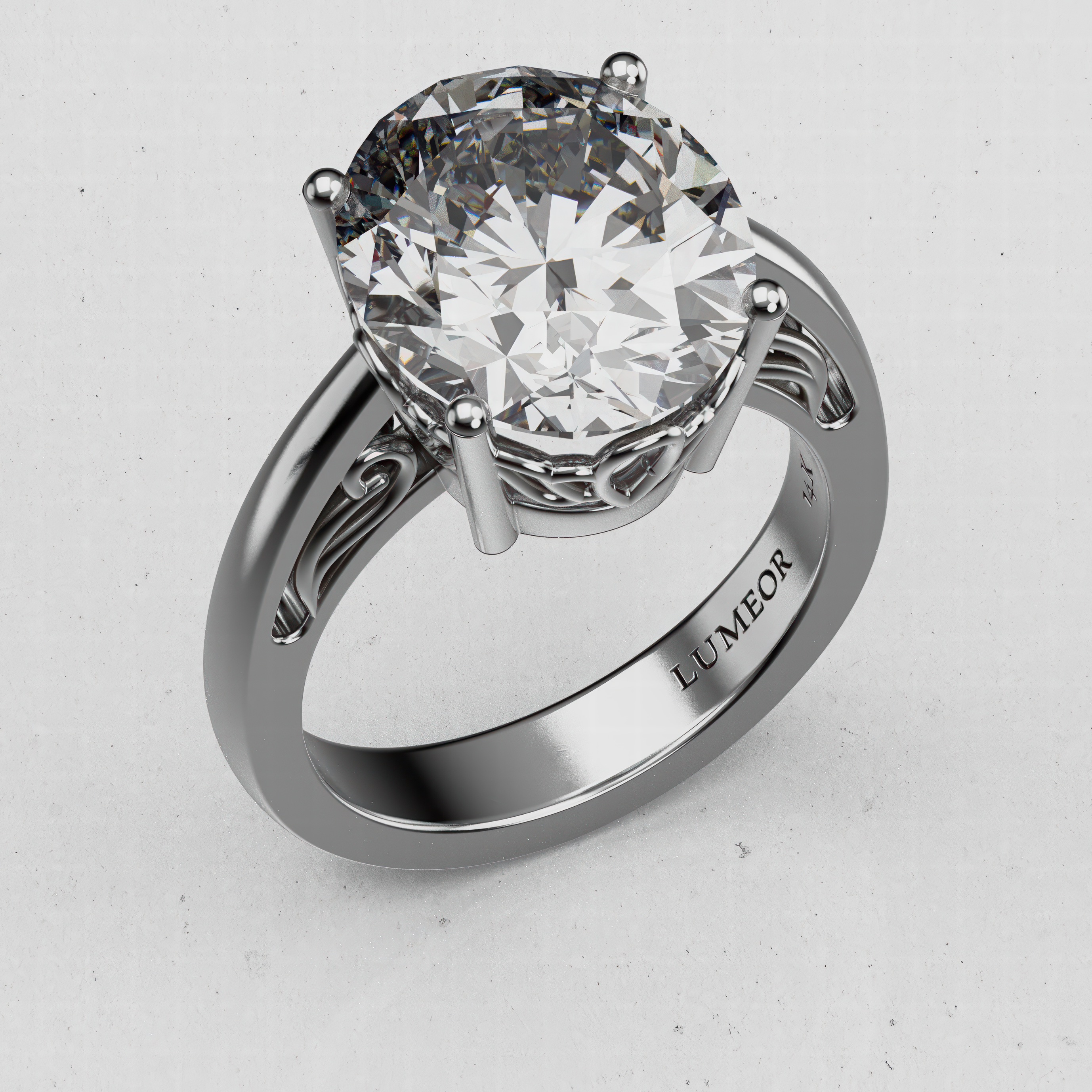 14K Gold Oval Solitaire Laboratory-Diamond Engagement Ring