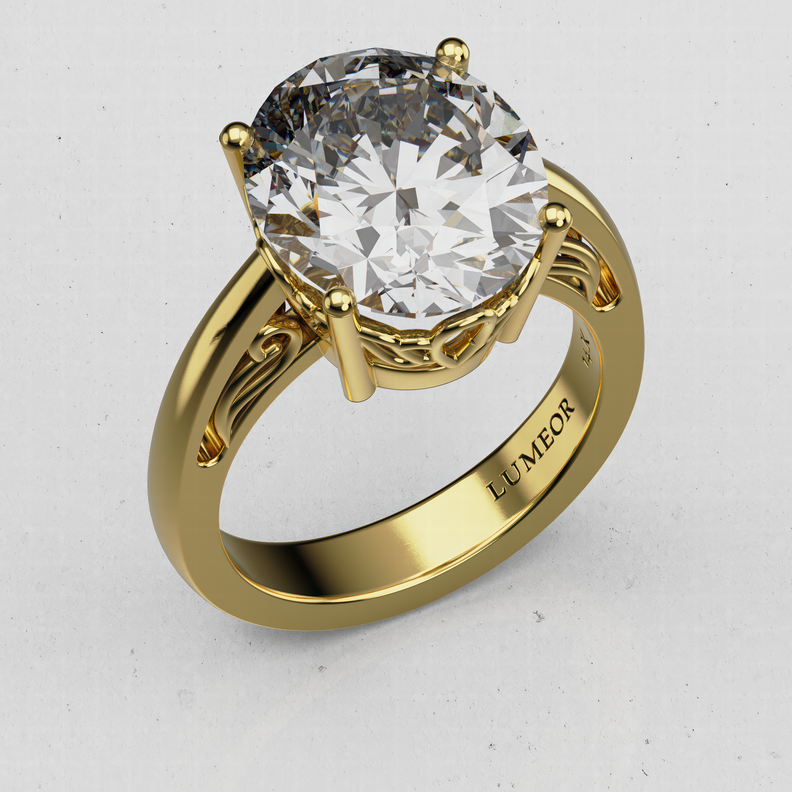 14K Gold Oval Solitaire Laboratory-Diamond Engagement Ring