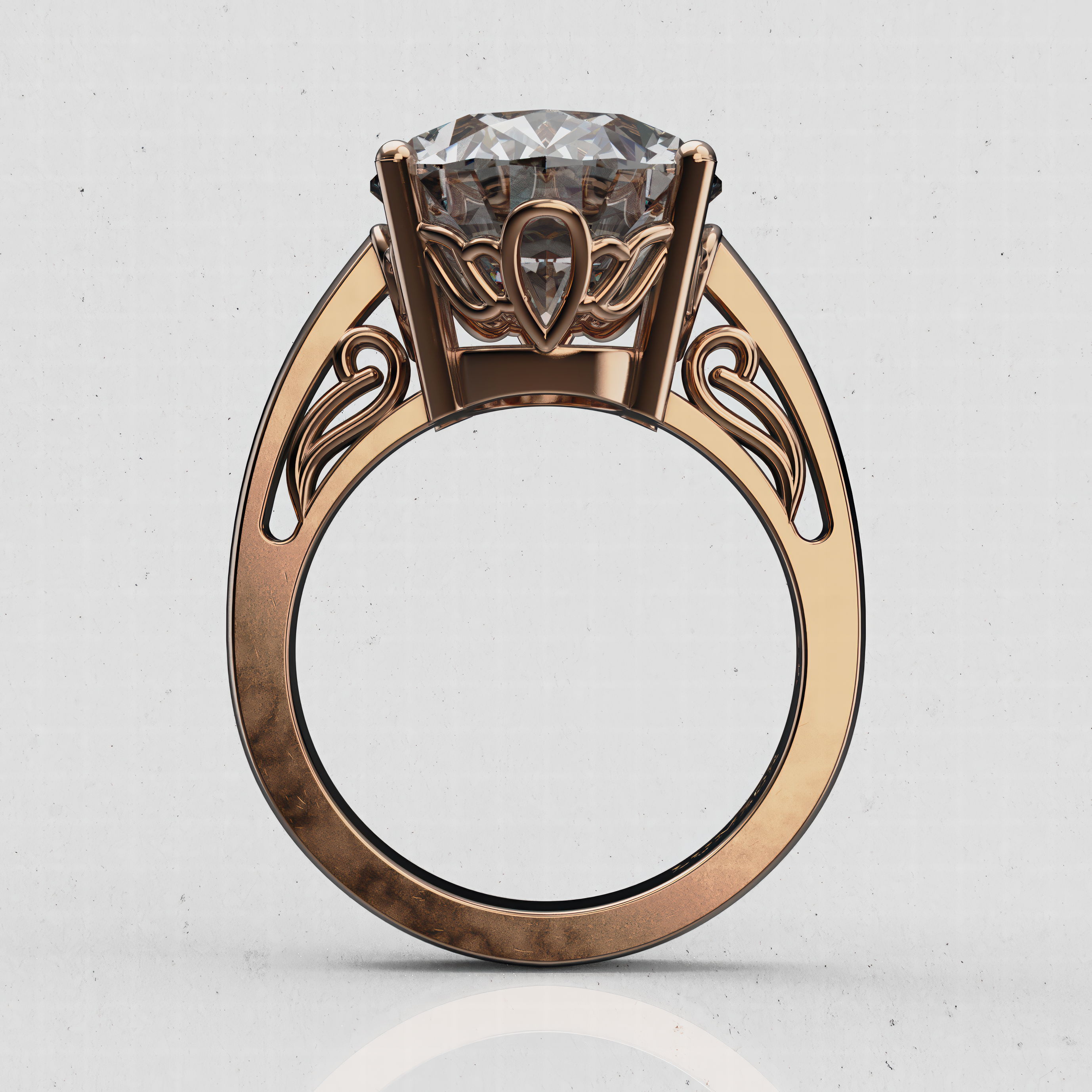 14K Gold Oval Solitaire Laboratory-Diamond Engagement Ring