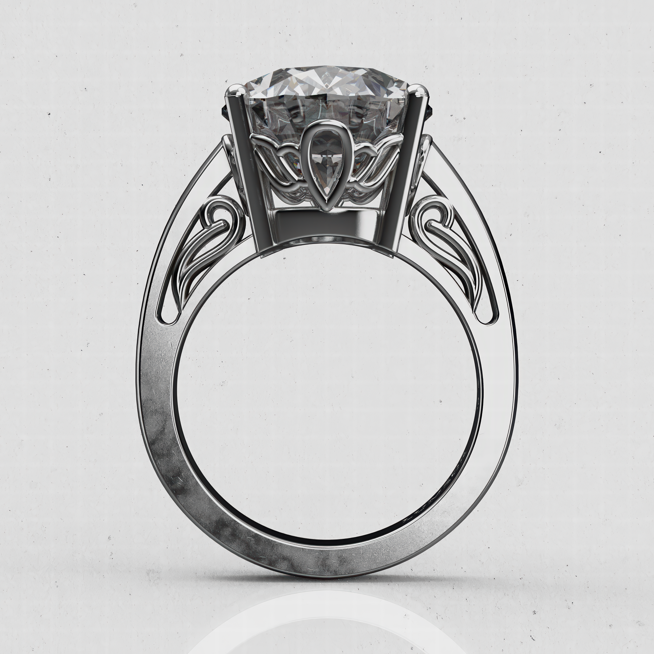 14K Gold Oval Solitaire Laboratory-Diamond Engagement Ring