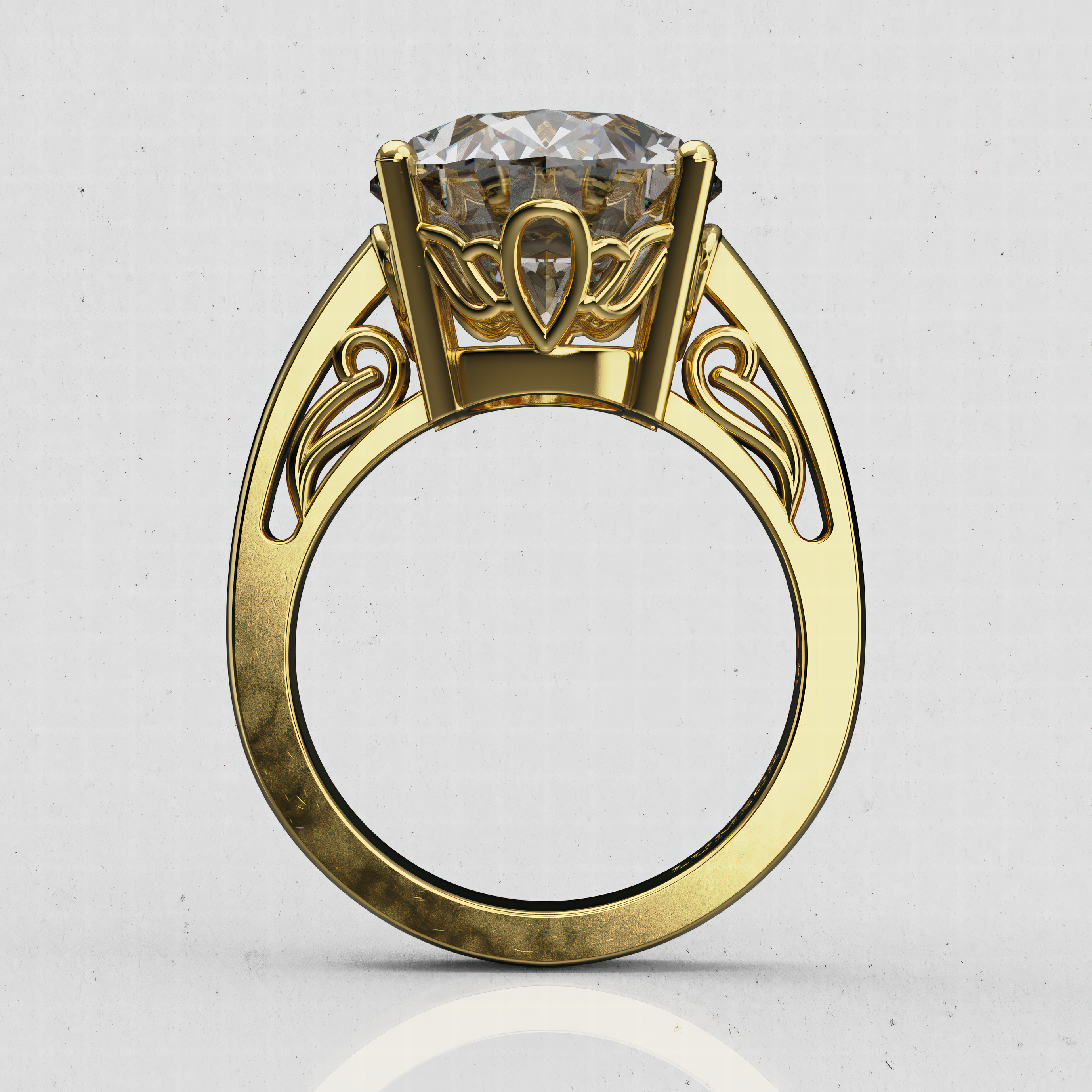 14K Gold Oval Solitaire Laboratory-Diamond Engagement Ring