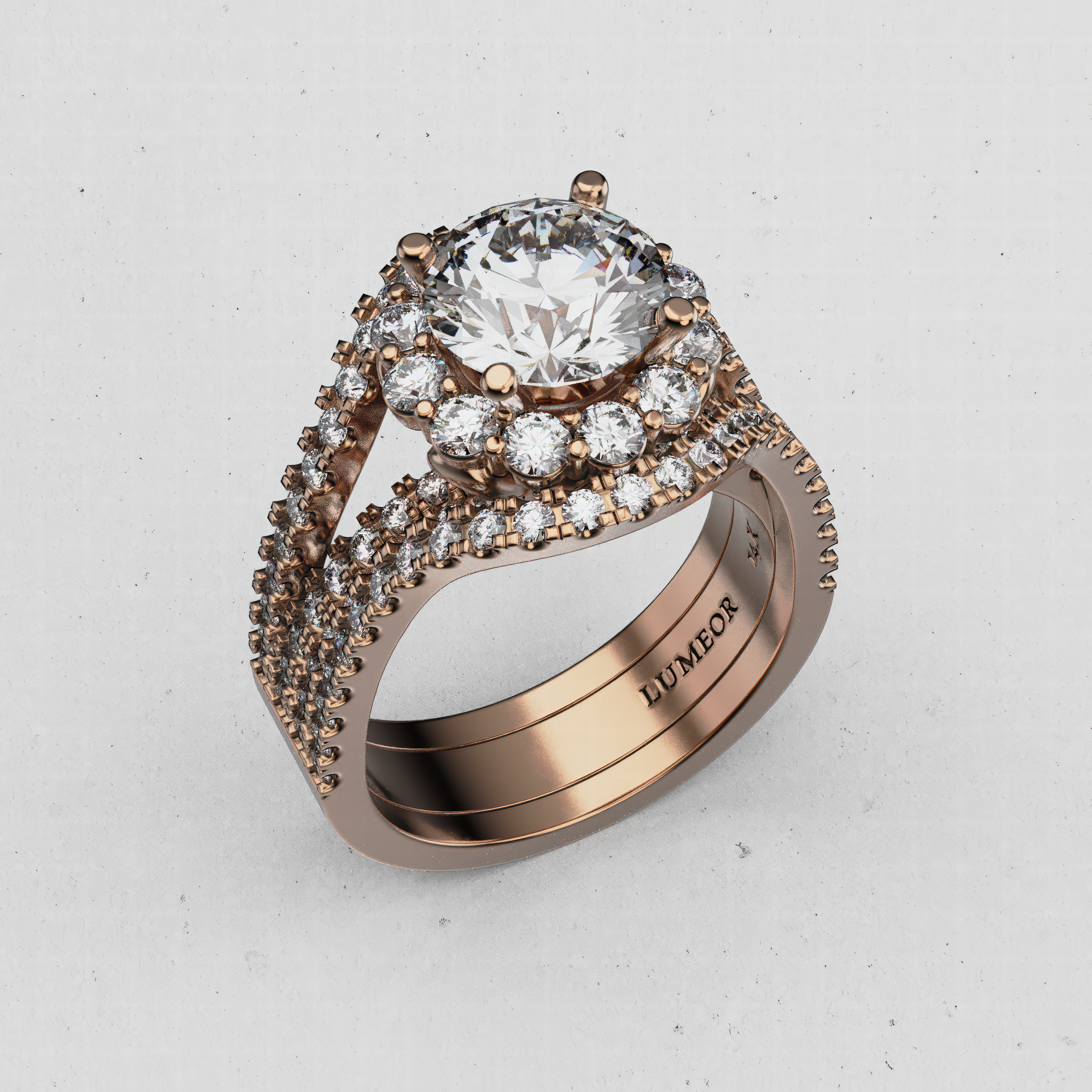 14K Gold Oval Halo Laboratory Diamond Engagement Ring