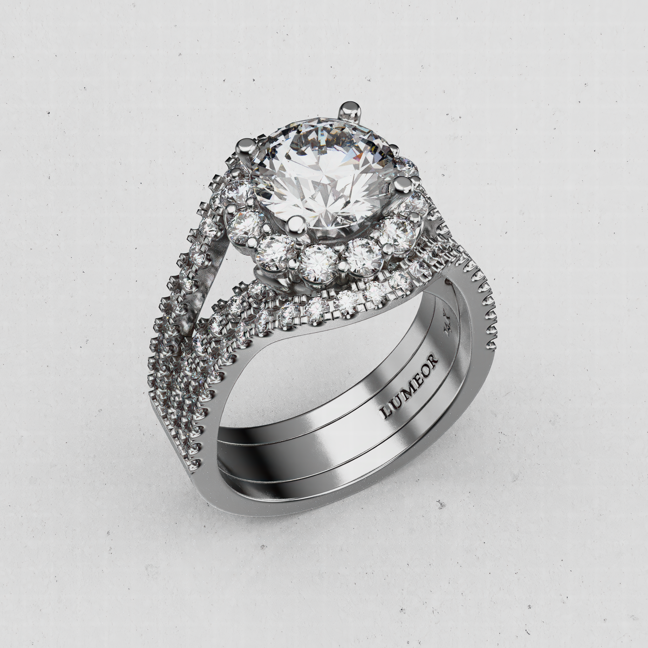 14K Gold Oval Halo Laboratory Diamond Engagement Ring