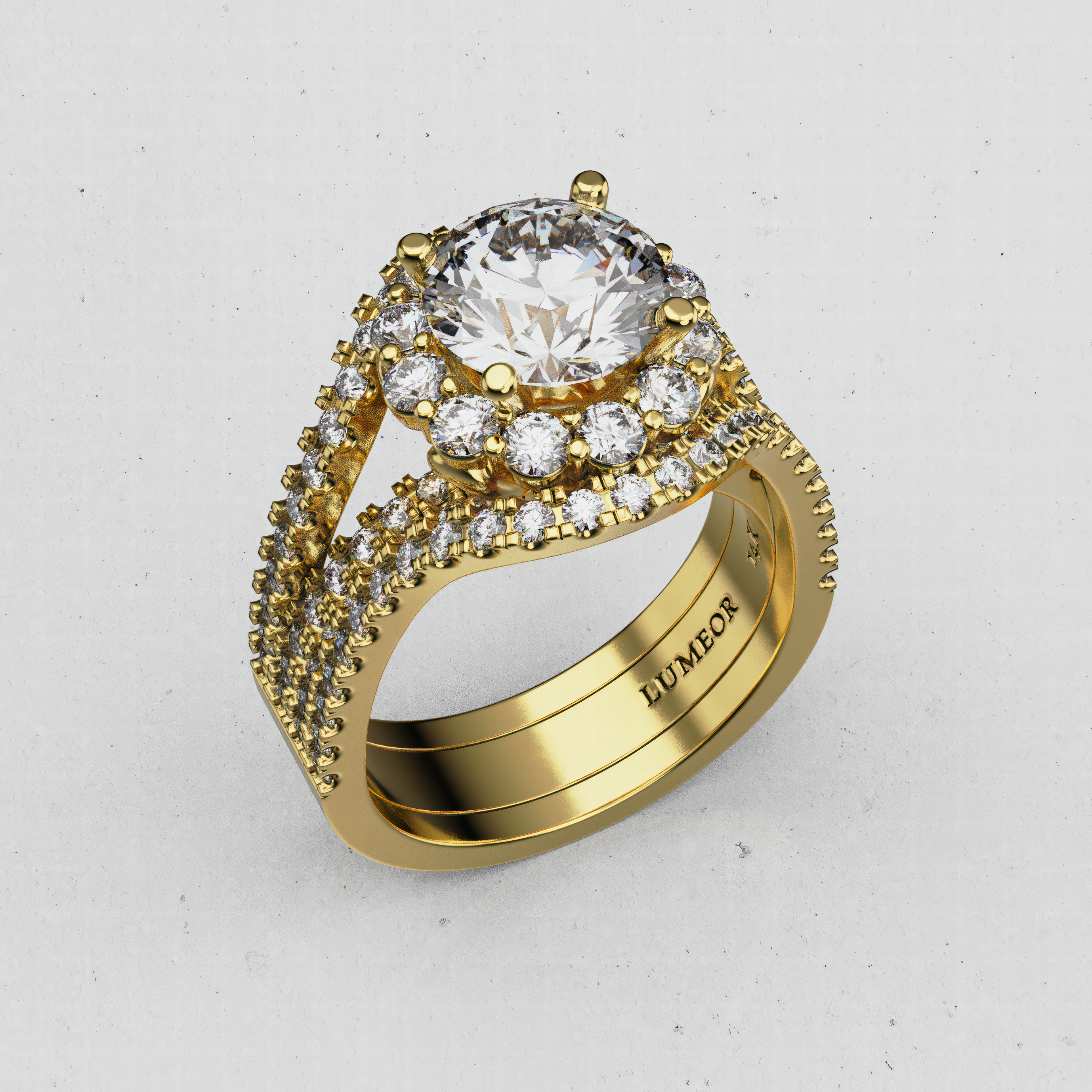 14K Gold Oval Halo Laboratory Diamond Engagement Ring